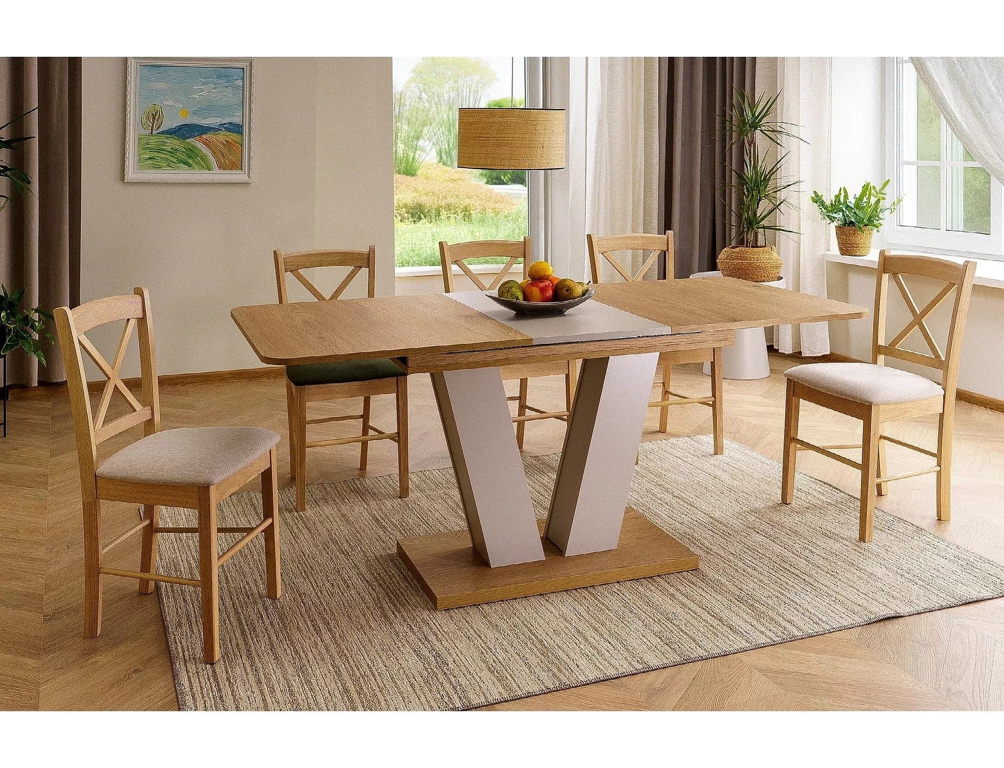 Masa extensibila PLATON, stejar/casmir, PAL laminat, 136/176x80x76 cm