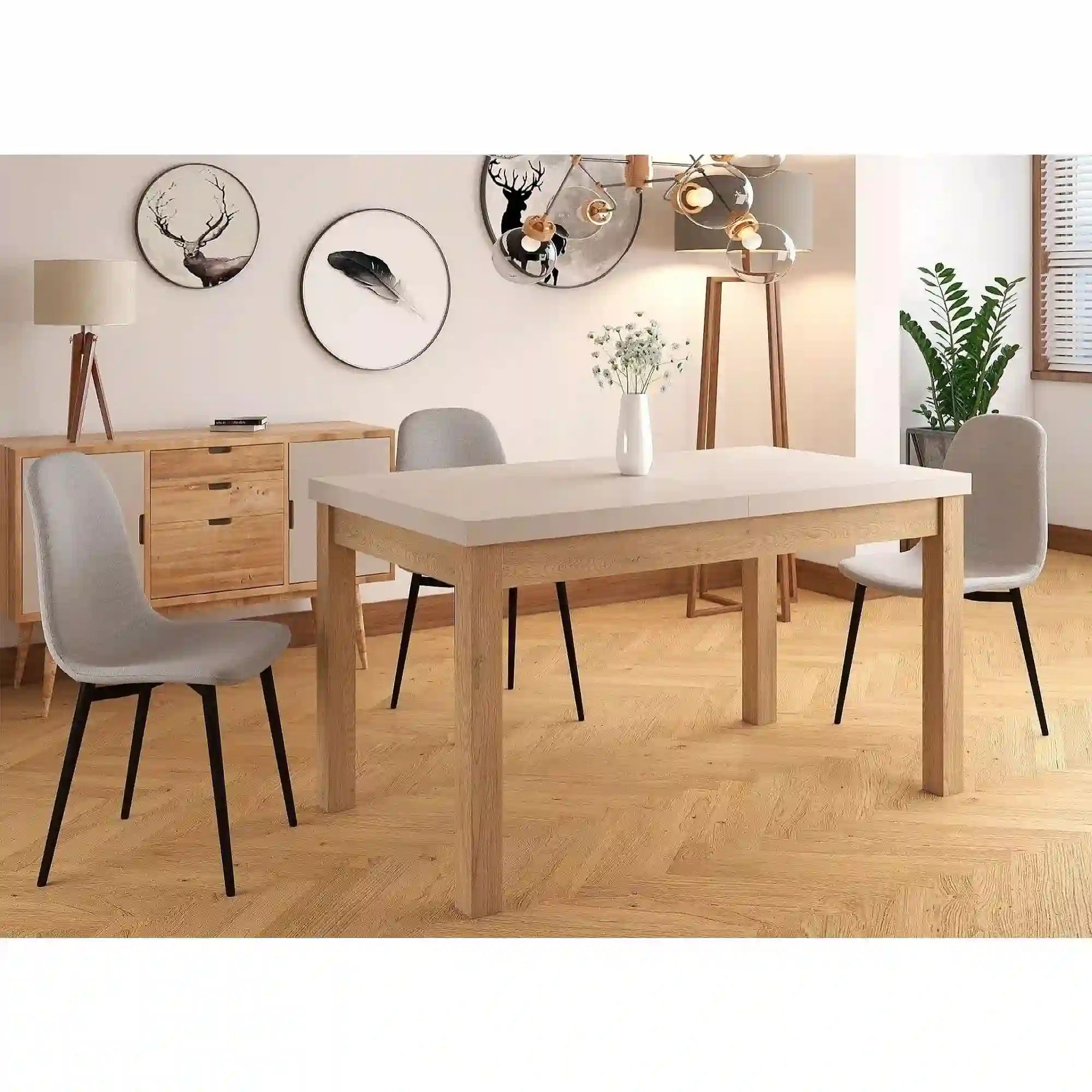 Masa extensibila PRESTO, casmir/stejar, PAL laminat, 140/218x80x78 cm