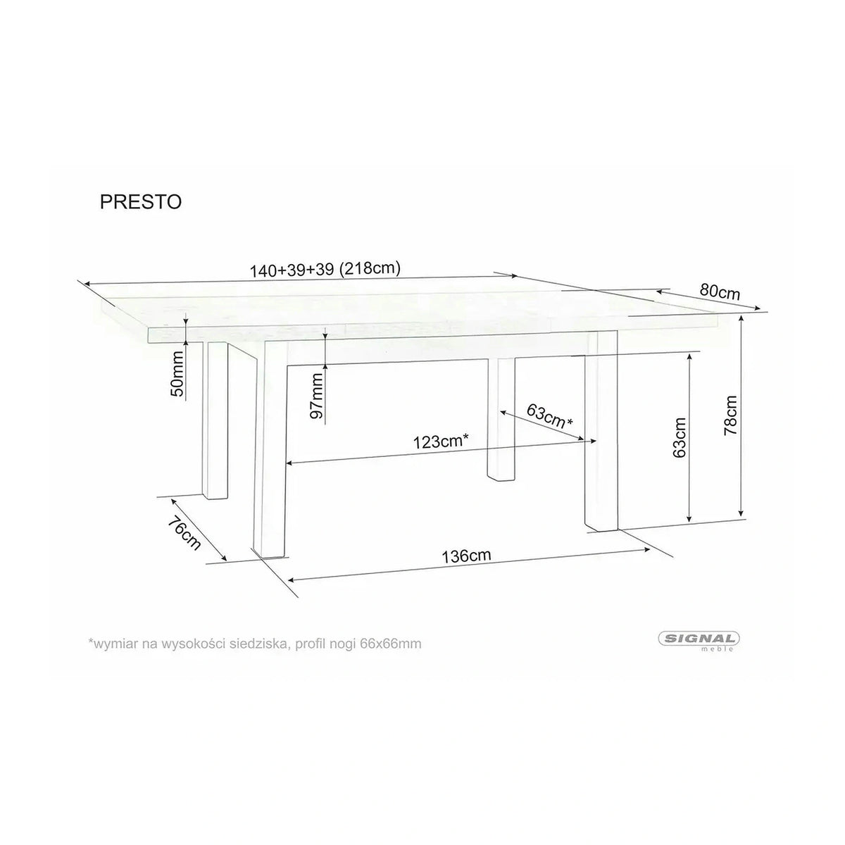 Masa extensibila PRESTO, stejar artisan/negru, PAL laminat, 140/218x80x78 cm