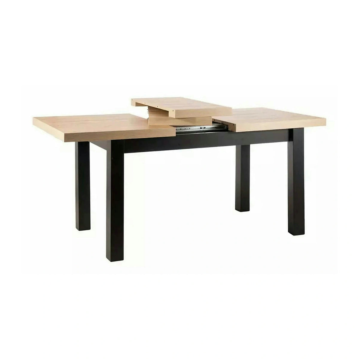 Masa extensibila PRESTO, stejar artisan/negru, PAL laminat, 140/218x80x78 cm