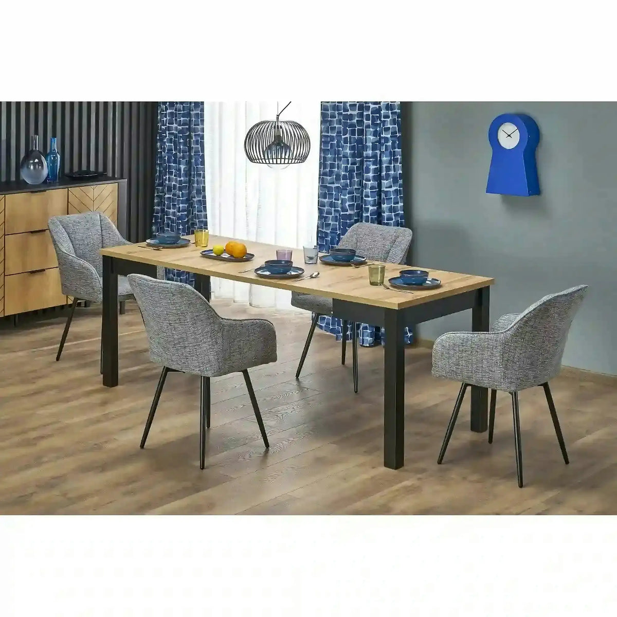 Masa extensibila QUBIK, stejar artisan/negru, PAL laminat, 80/200x80x76 cm