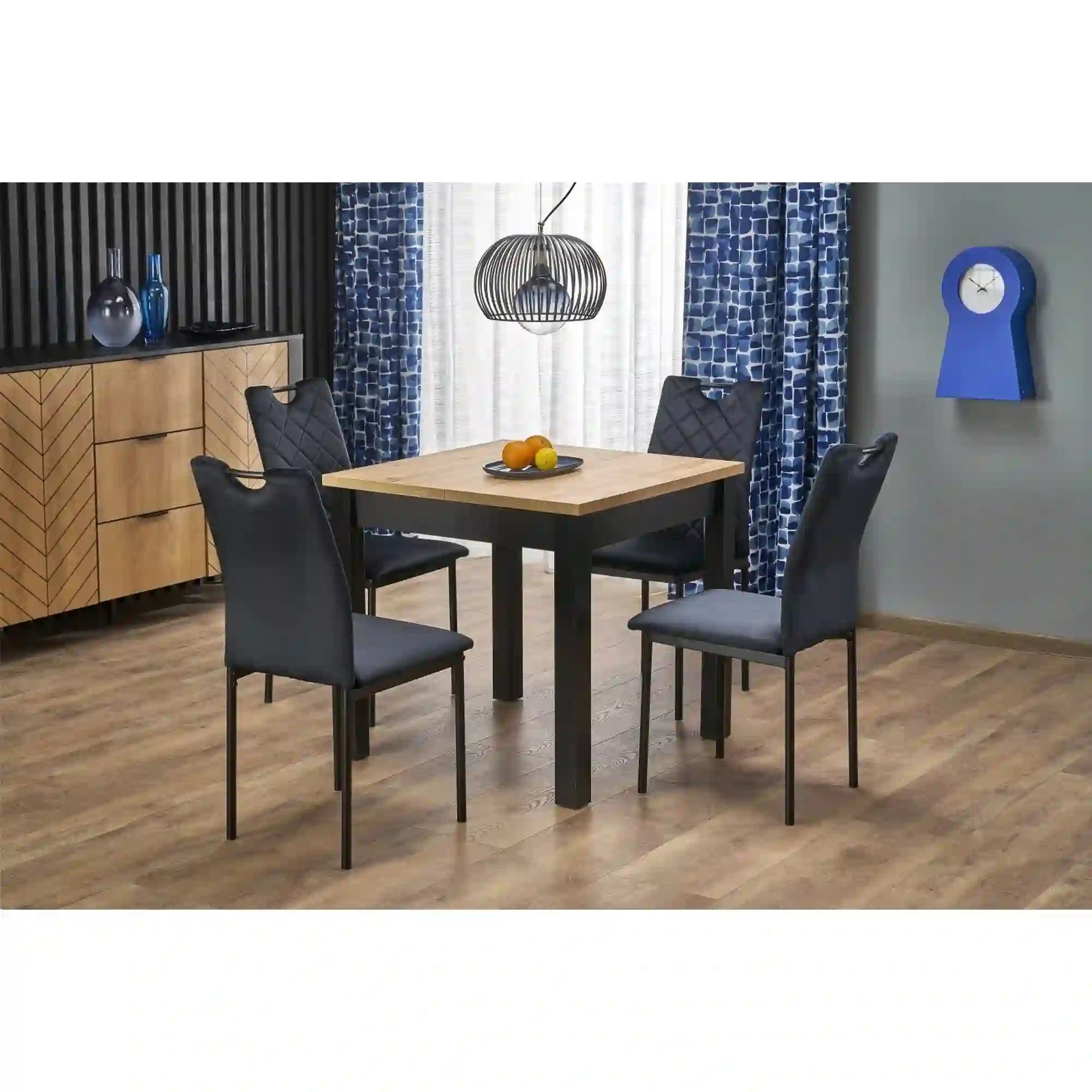 Masa extensibila QUBIK, stejar artisan/negru, PAL laminat, 80/200x80x76 cm