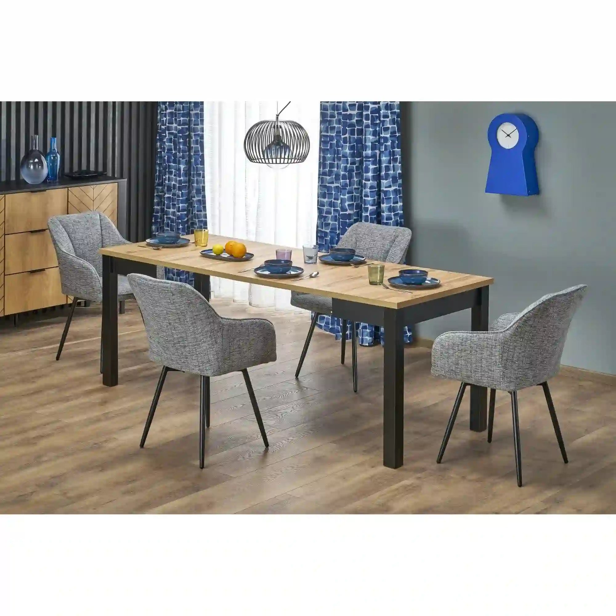 Masa extensibila QUBIK, stejar artisan/negru, PAL laminat, 80/200x80x76 cm