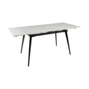 Masa extensibila REEF, alb cu efect de marmura/negru, ceramica/metal, 120/180x80x76 cm