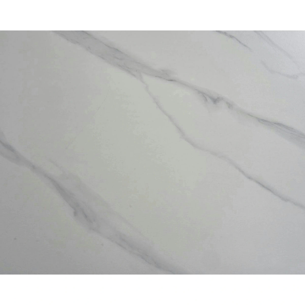 Masa extensibila REEF, alb cu efect de marmura/negru, ceramica/metal, 120/180x80x76 cm