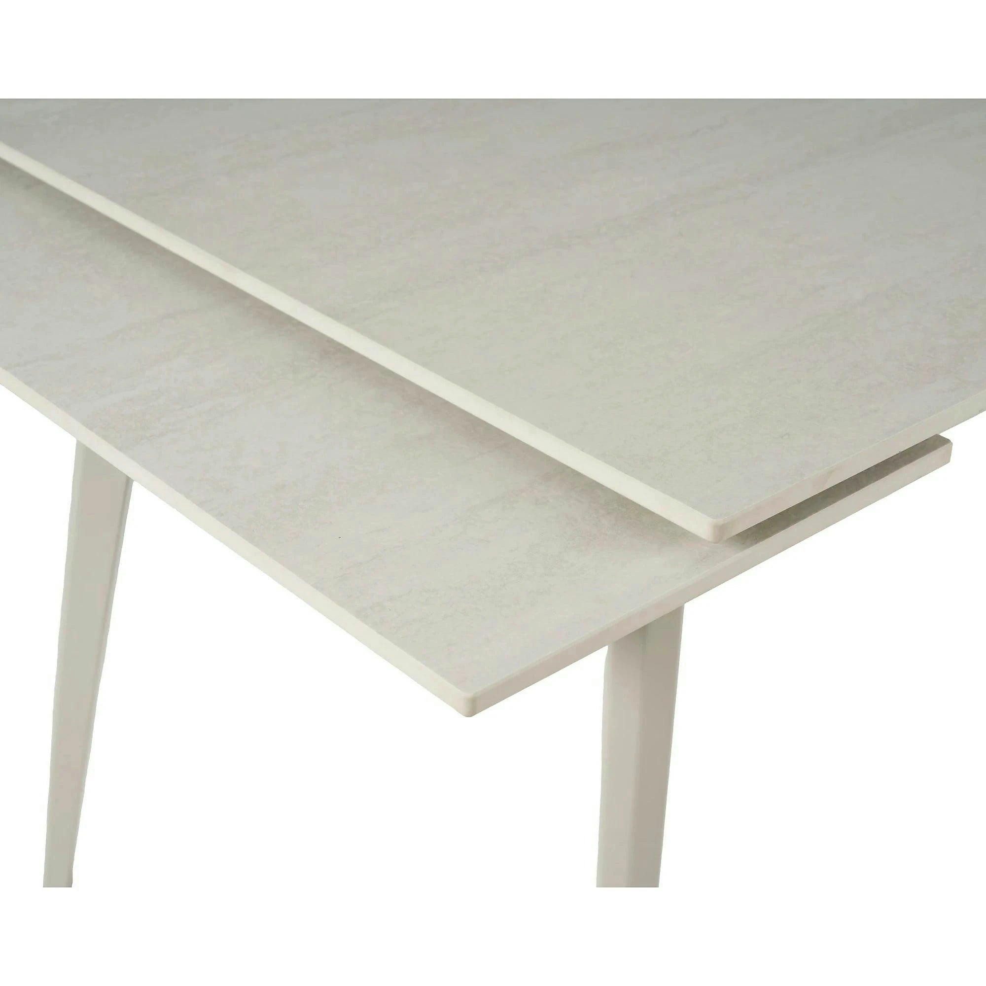 Masa extensibila REEF, grej cu efect de piatra travertin, ceramica/metal, 120/180x80x76 cm