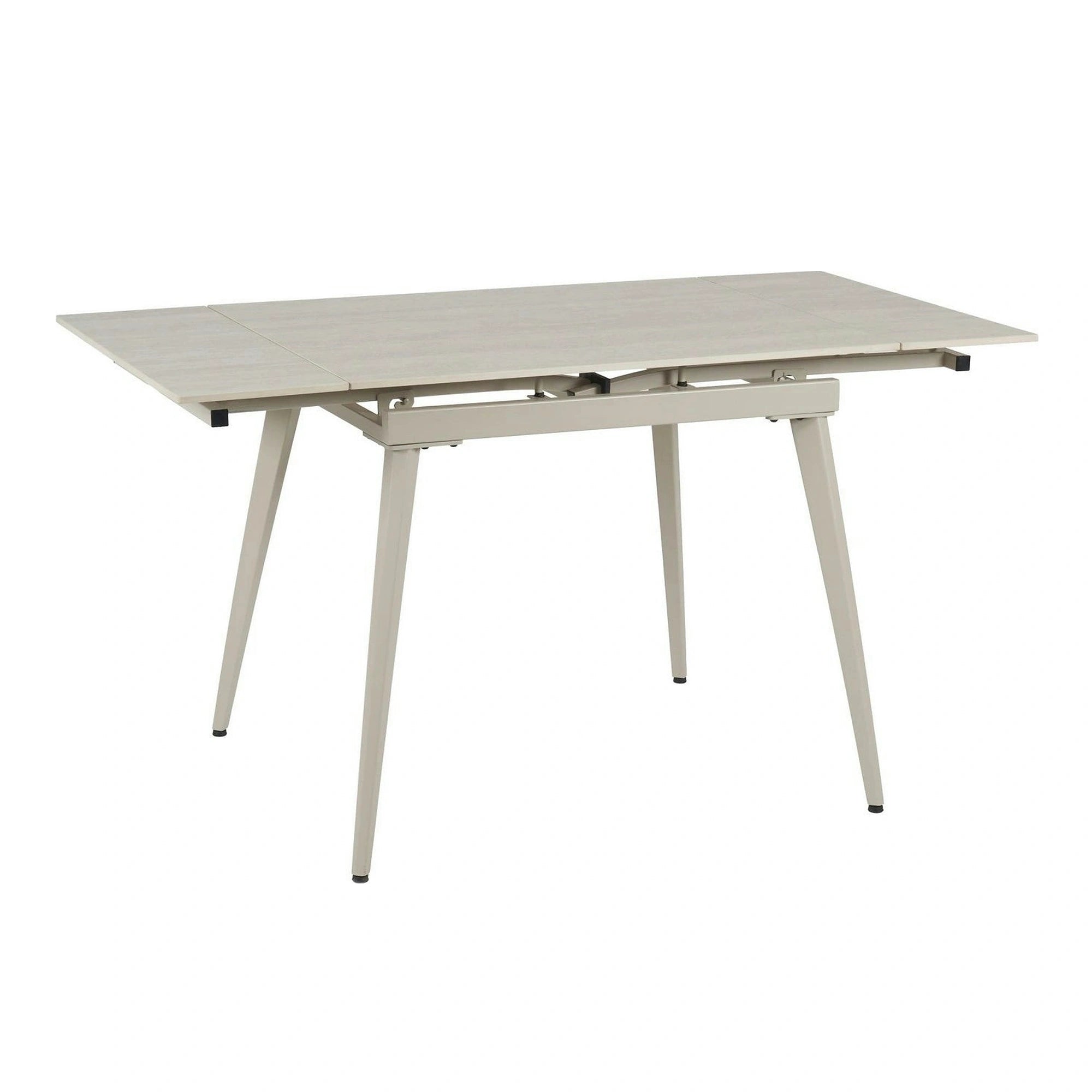 Masa extensibila REEF, grej cu efect de piatra travertin, ceramica/metal, 90/140x70x75 cm