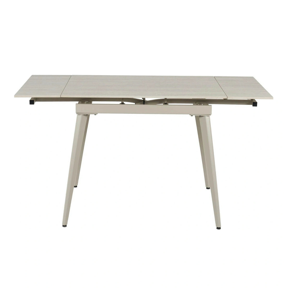 Masa extensibila REEF, grej cu efect de piatra travertin, ceramica/metal, 90/140x70x75 cm