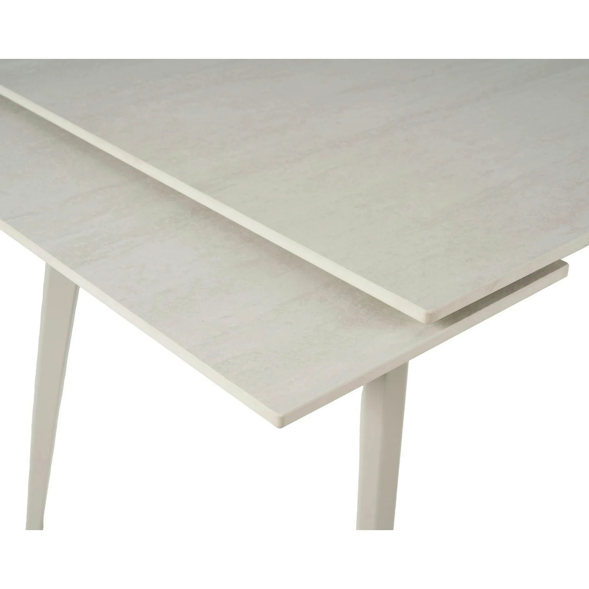 Masa extensibila REEF, grej cu efect de piatra travertin, ceramica/metal, 90/140x70x75 cm