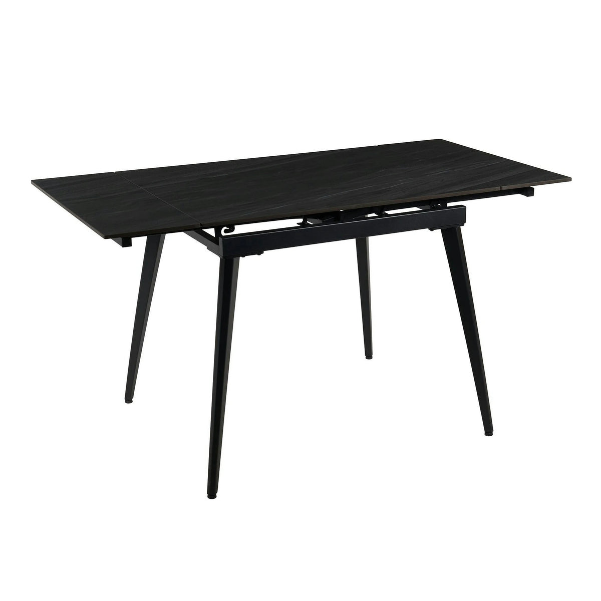 Masa extensibila REEF, gri antracit cu efect de piatra/negru, ceramica/metal, 90/140x70x75 cm