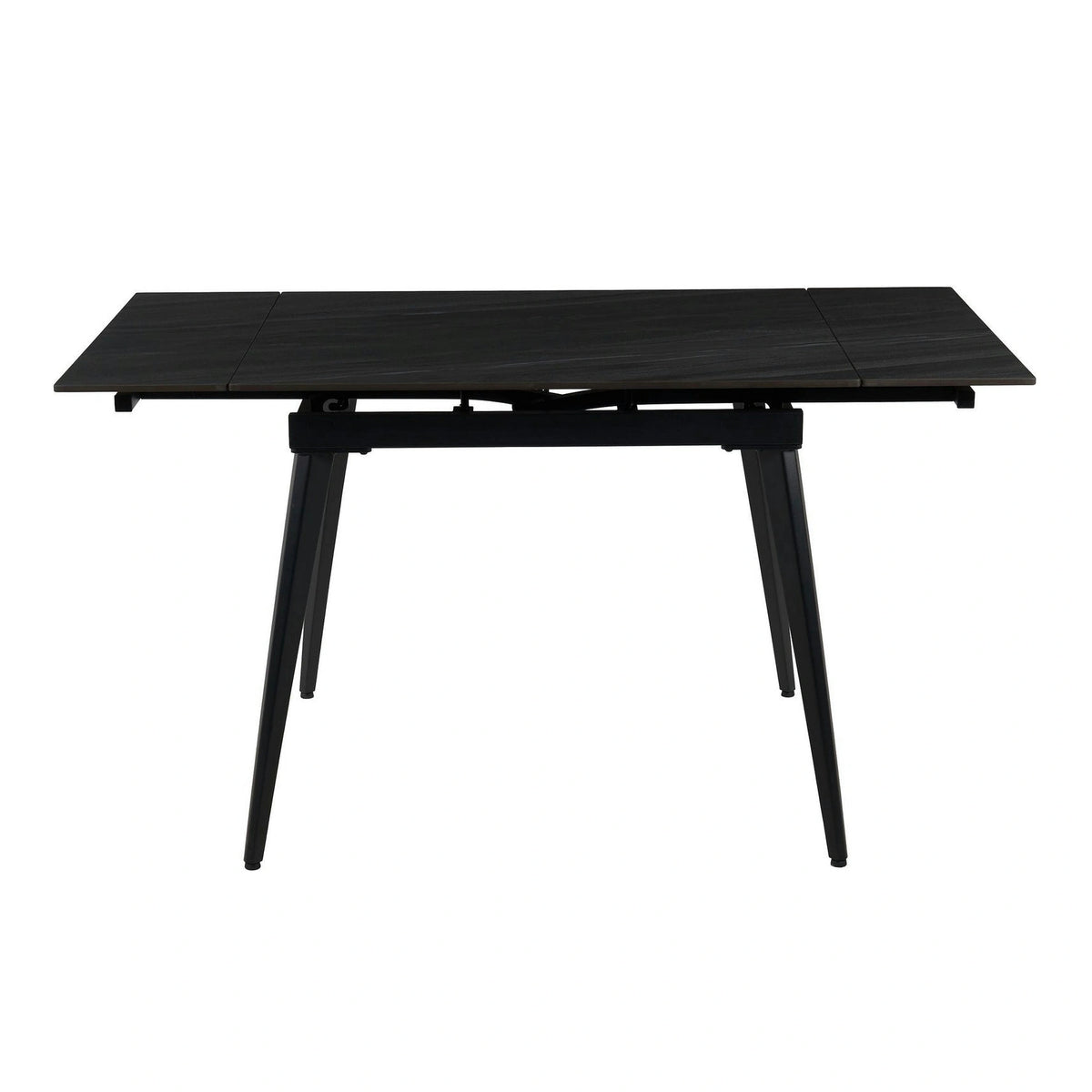 Masa extensibila REEF, gri antracit cu efect de piatra/negru, ceramica/metal, 90/140x70x75 cm