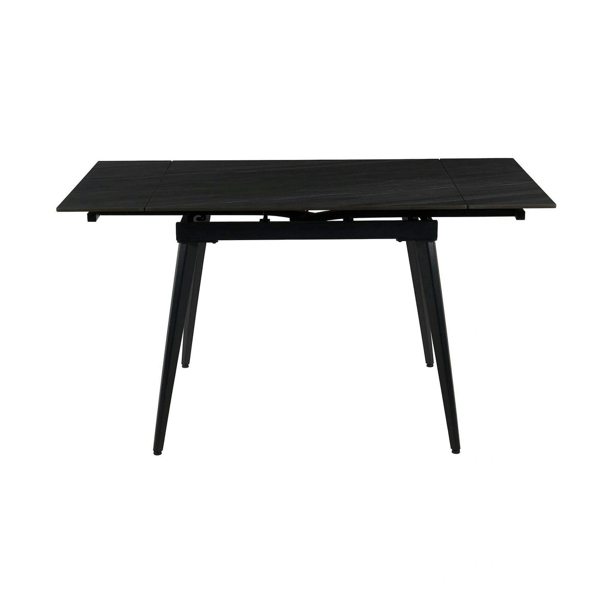 Masa extensibila REEF, gri antracit cu efect de piatra/negru, ceramica/metal, 90/140x70x75 cm