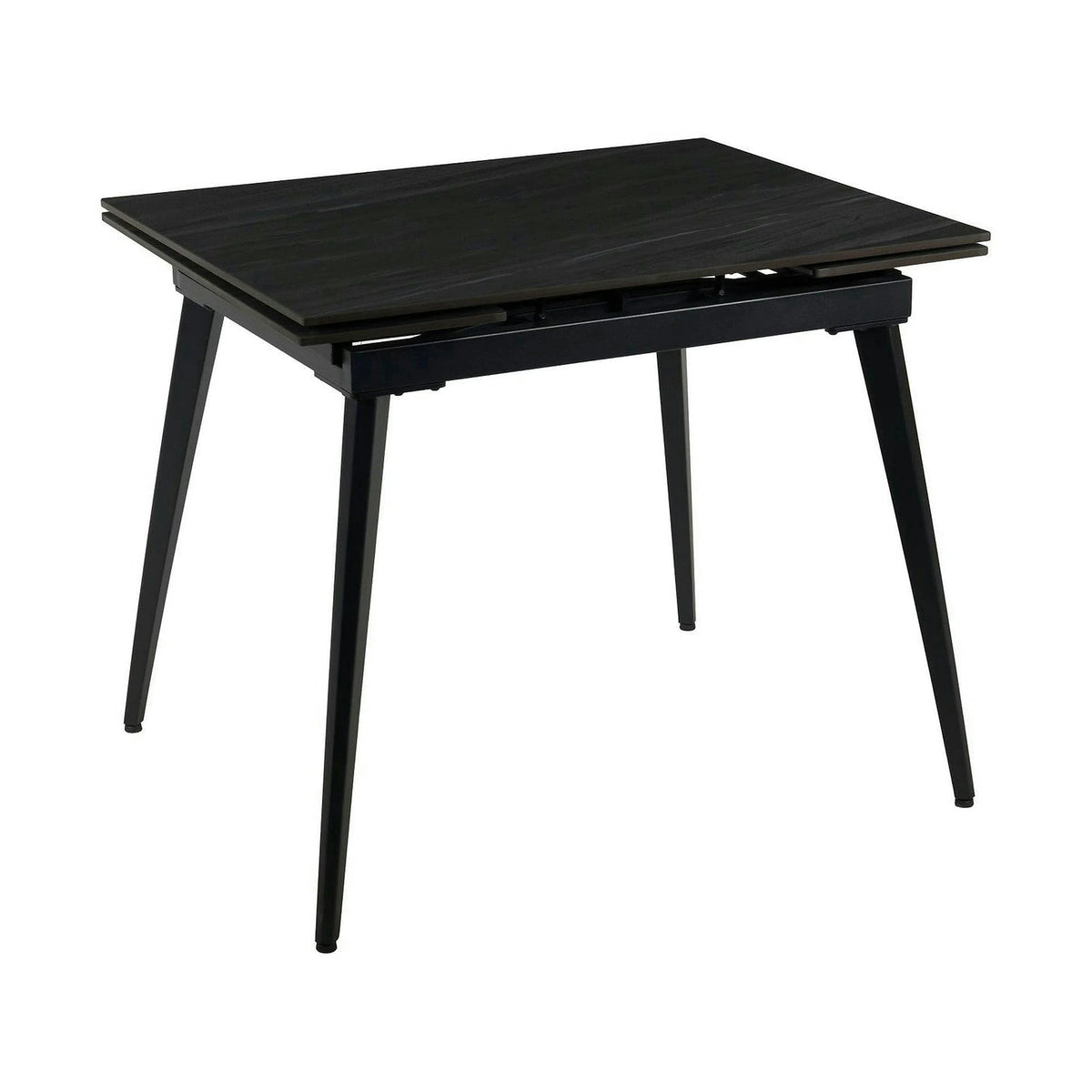 Masa extensibila REEF, gri antracit cu efect de piatra/negru, ceramica/metal, 90/140x70x75 cm