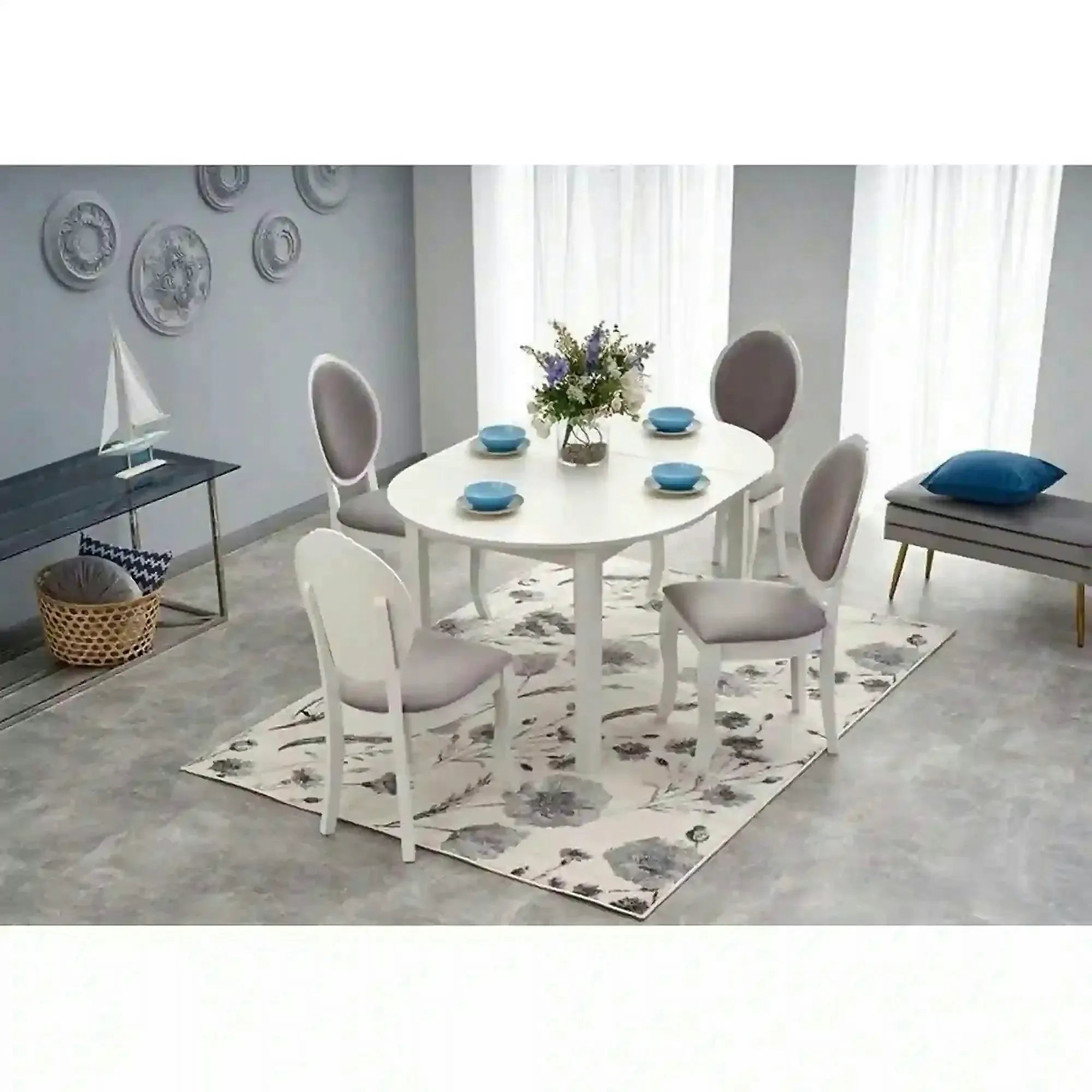 Masa extensibila RINGO, alba, 102/142x102x76 cm