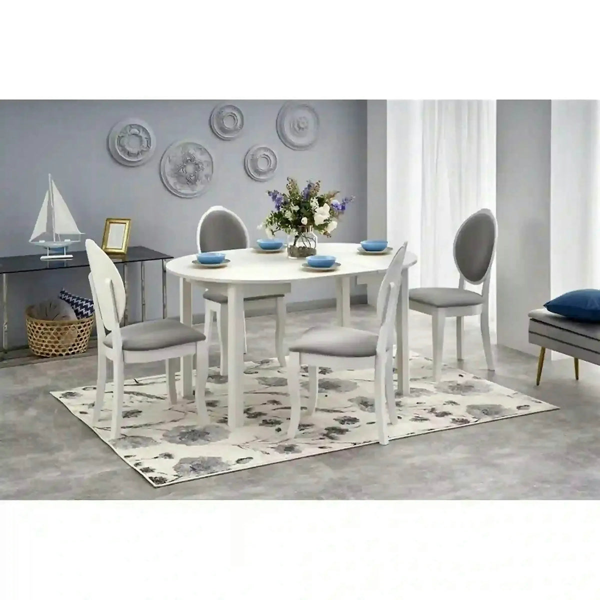 Masa extensibila RINGO, alba, 102/142x102x76 cm