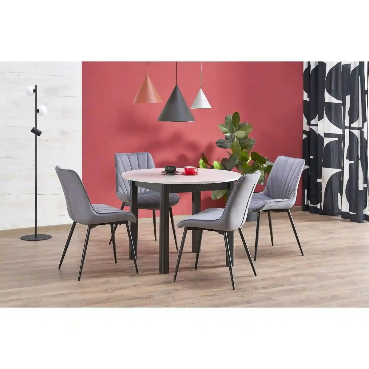 Masa extensibila RINGO, casmir/negru, PAL furniruit, 102/142x102x76 cm