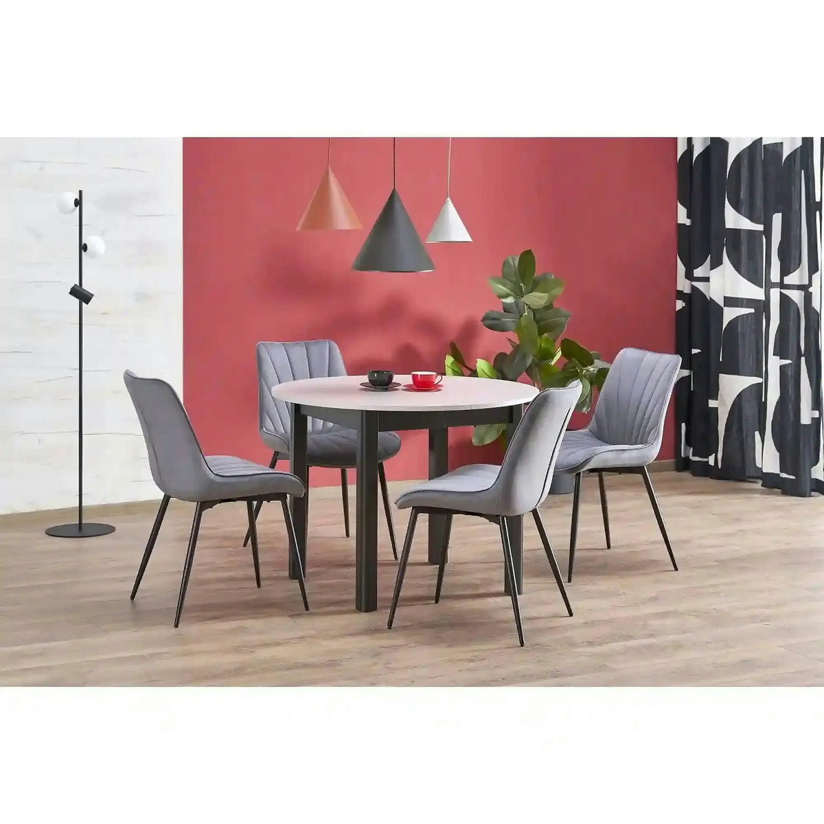 Masa extensibila RINGO, casmir/negru, PAL furniruit, 102/142x102x76 cm