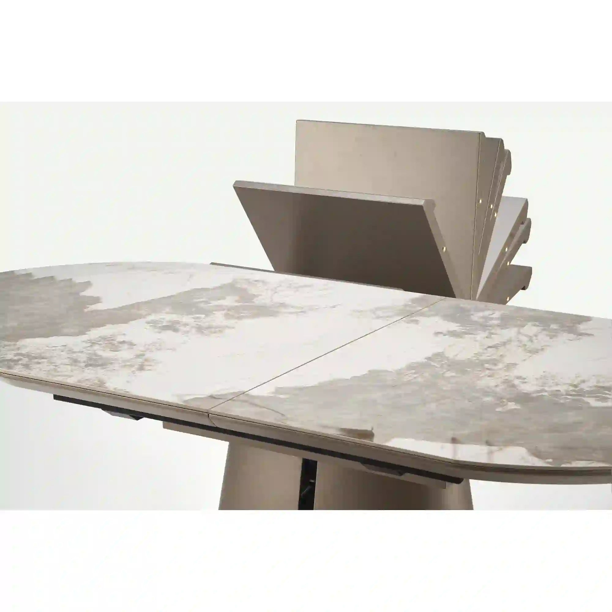 Masa extensibila ROBINSON, bej/alb, ceramica, 160/200x90x76 cm