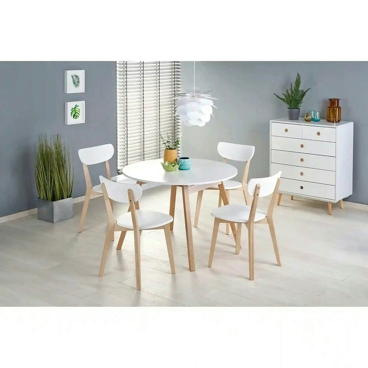 Masa extensibila RUBEN, alb/stejar, 102/142x102x73 cm