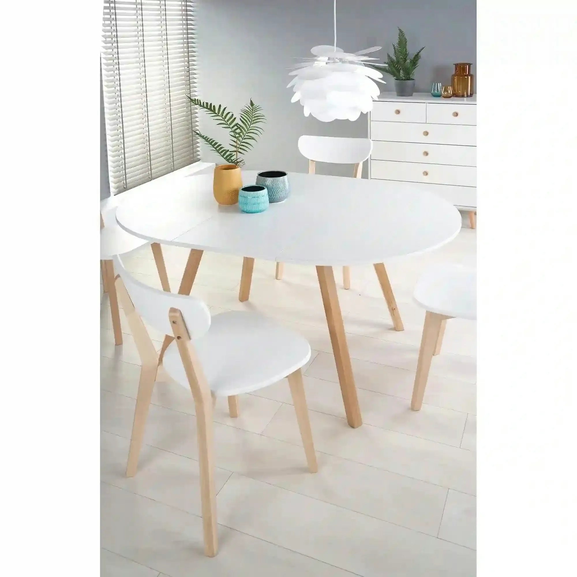Masa extensibila RUBEN, alb/stejar, 102/142x102x73 cm