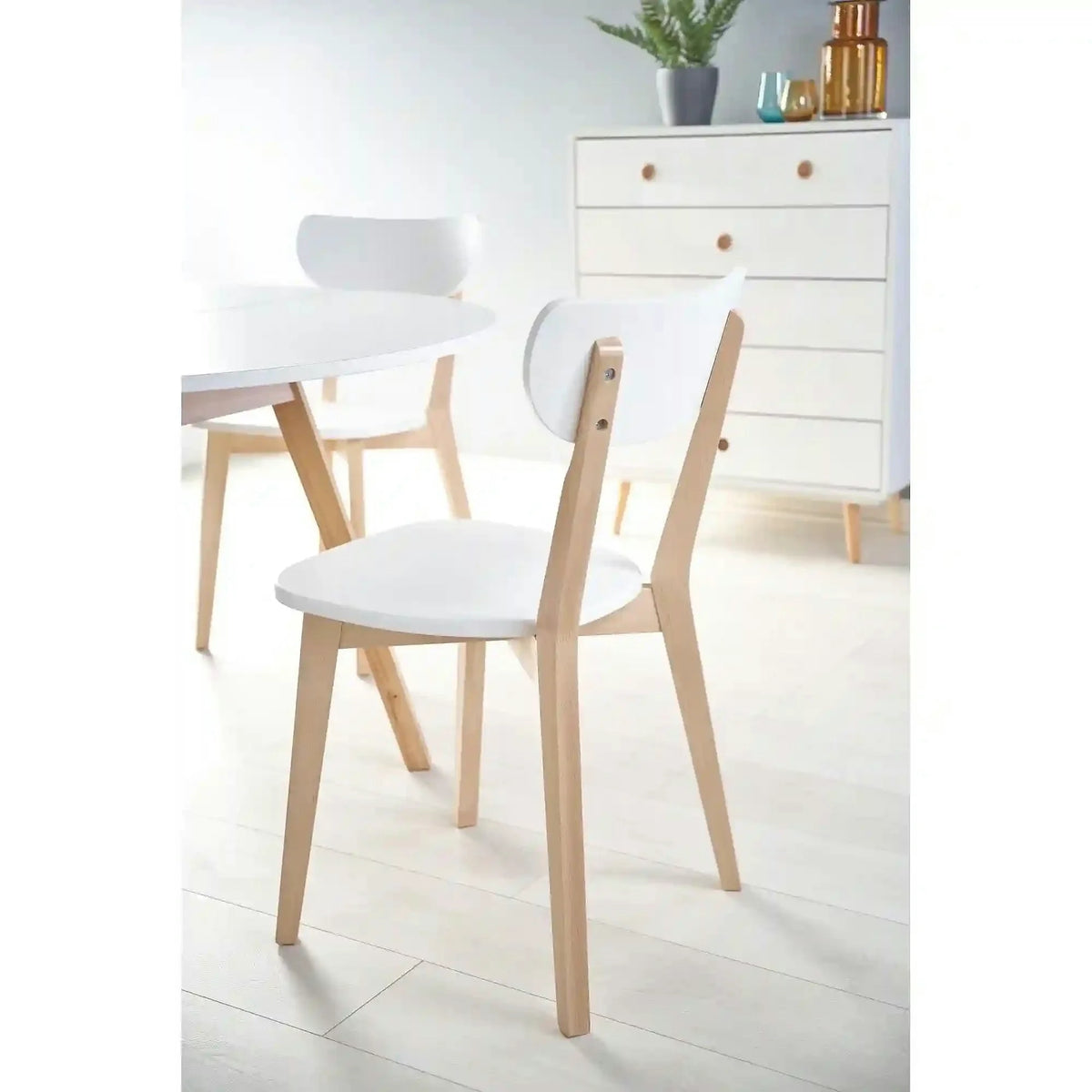 Masa extensibila RUBEN, alb/stejar, 102/142x102x73 cm
