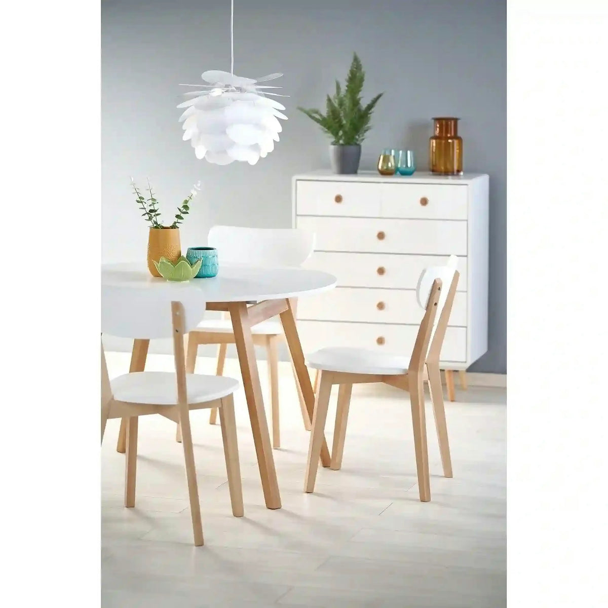 Masa extensibila RUBEN, alb/stejar, 102/142x102x73 cm