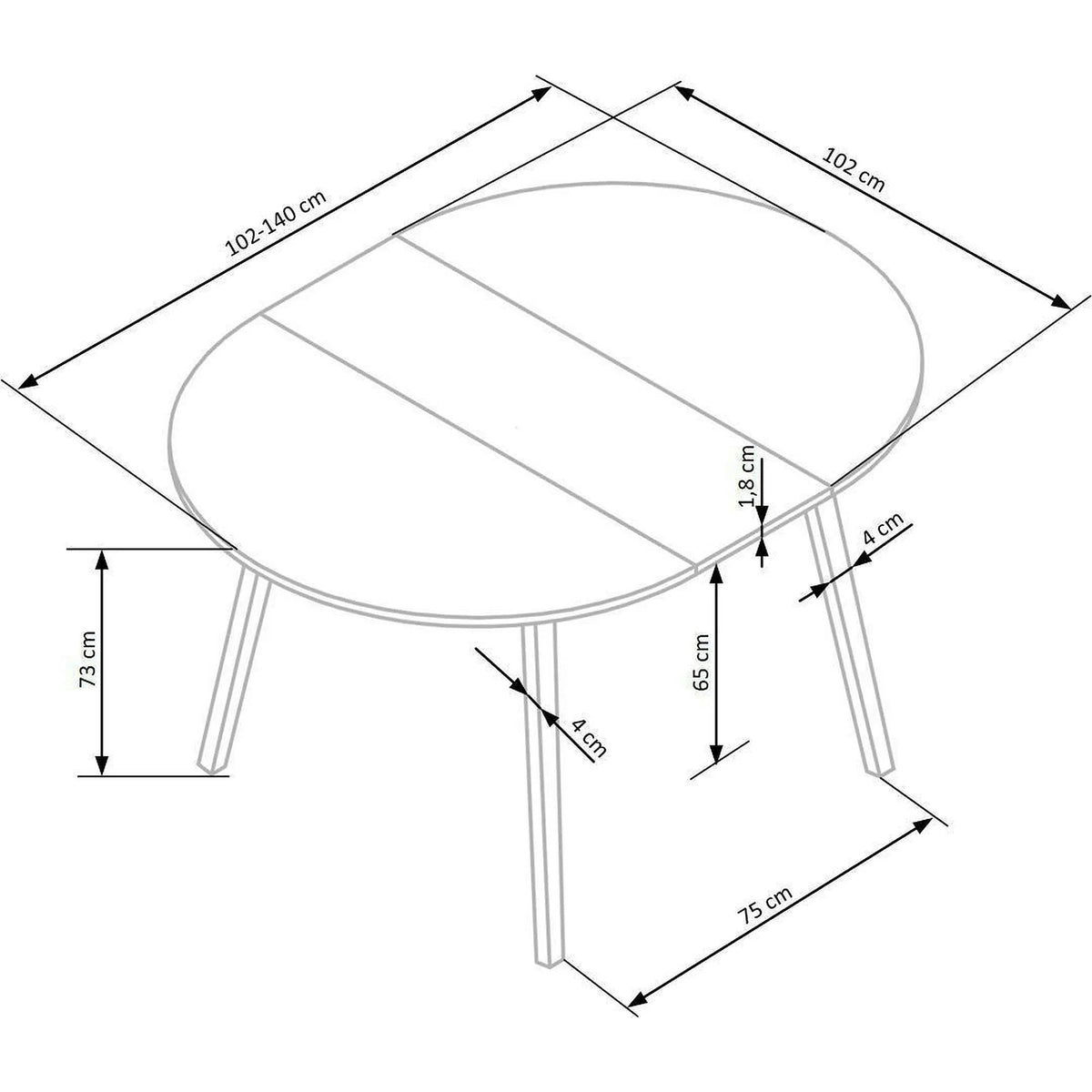 Masa extensibila RUBEN, casmir/stejar, PAL, 102/142x102x73 cm
