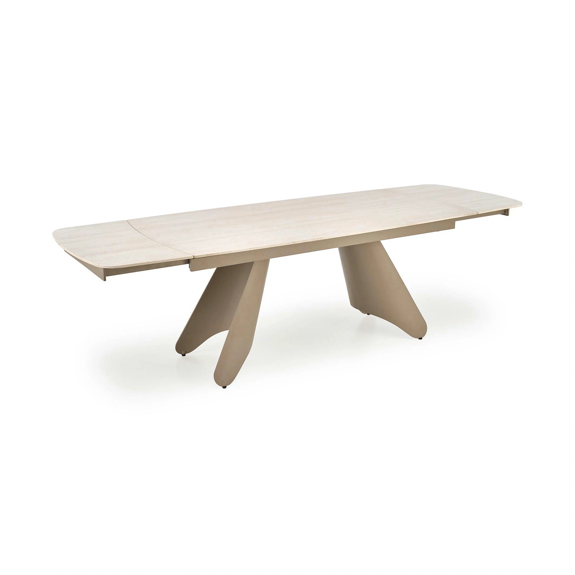 Masa extensibila SALIX, travertin/casmir, piatra sinterizata/otel, 180/260x90x76 cm