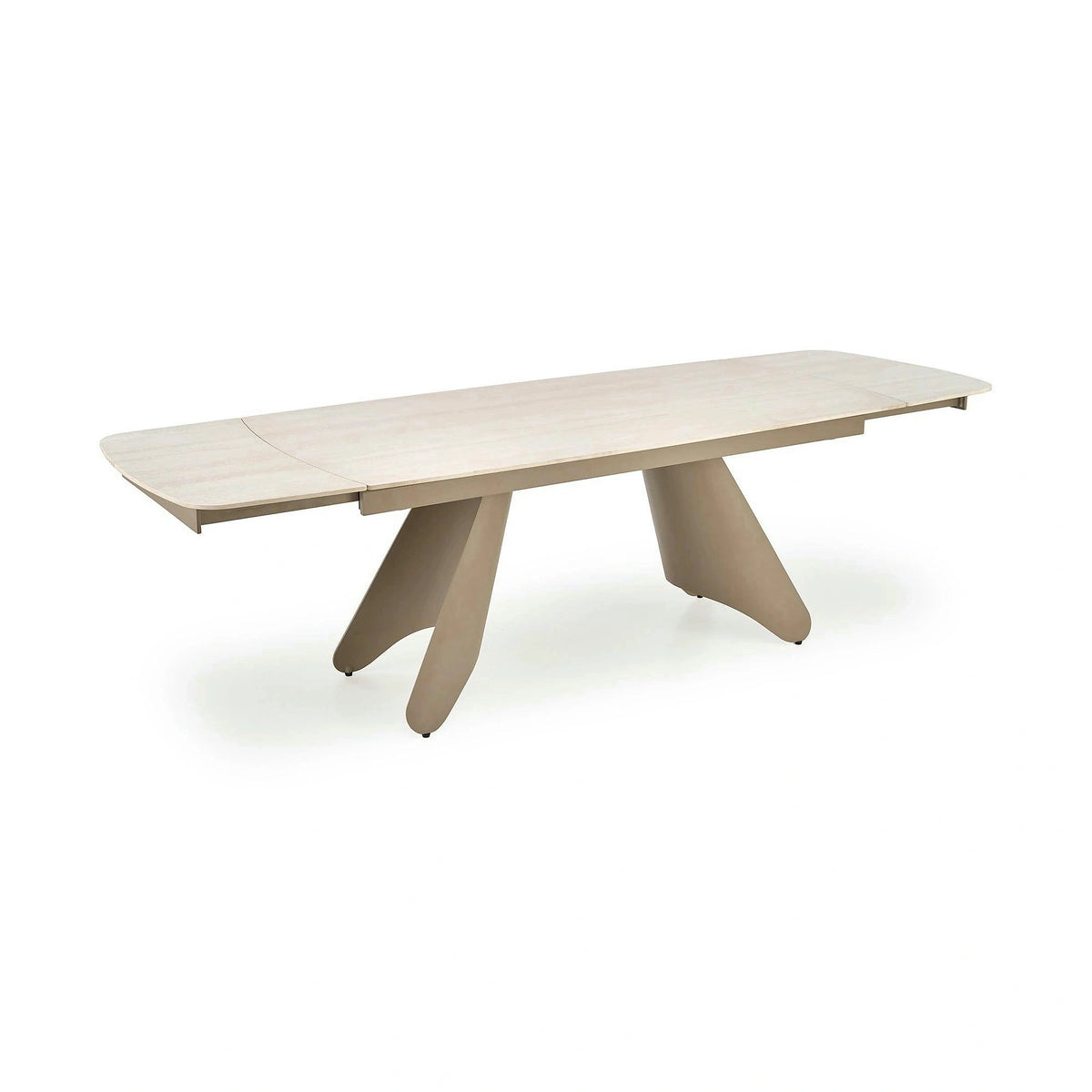 Masa extensibila SALIX, travertin/casmir, piatra sinterizata/otel, 180/260x90x76 cm