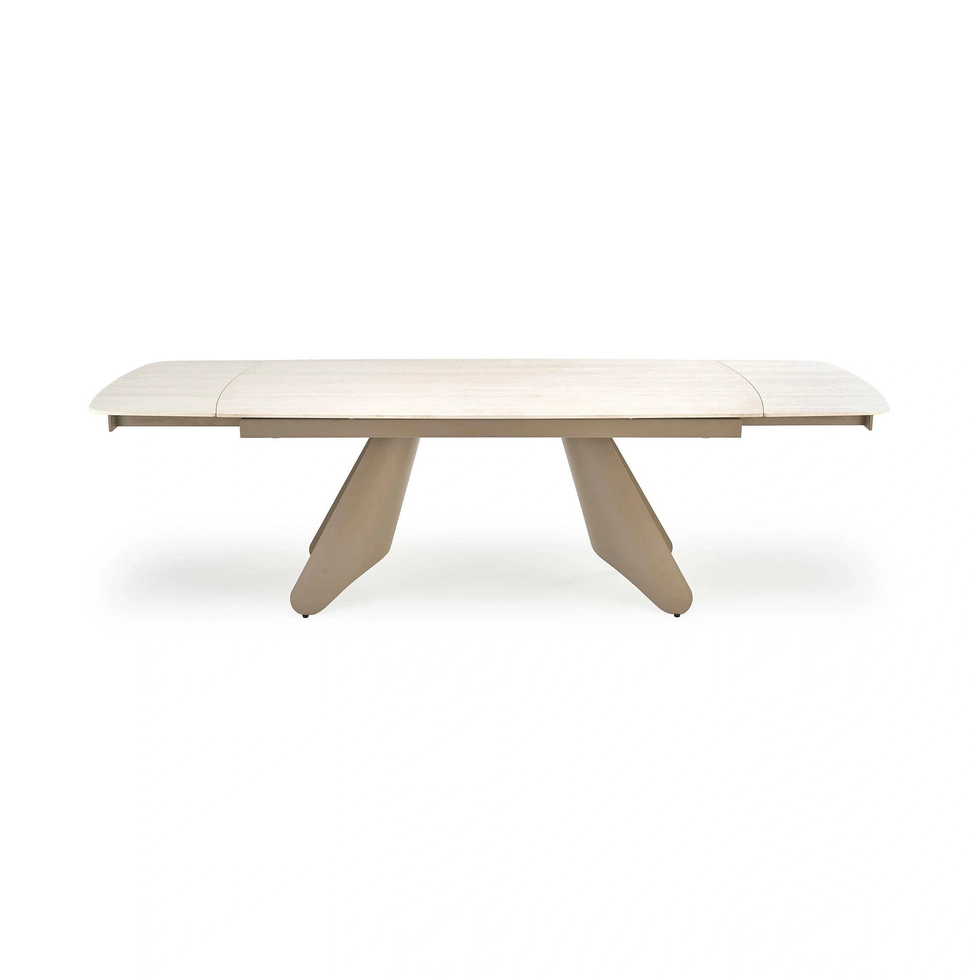 Masa extensibila SALIX, travertin/casmir, piatra sinterizata/otel, 180/260x90x76 cm