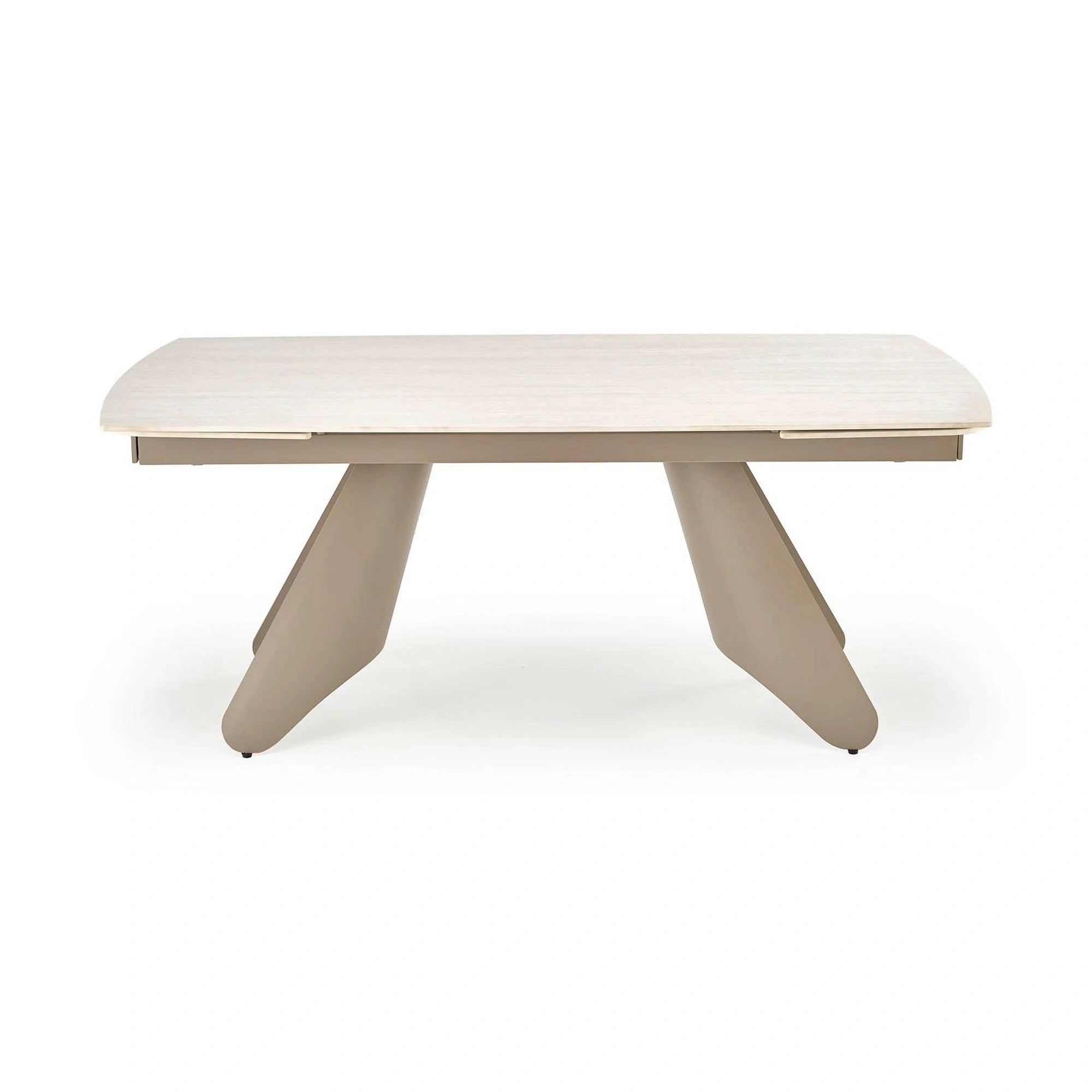 Masa extensibila SALIX, travertin/casmir, piatra sinterizata/otel, 180/260x90x76 cm