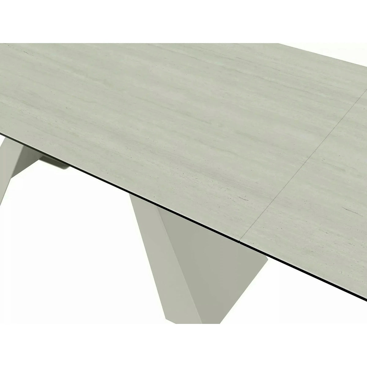 Masă extensibilă SALVADORE, bej mat/cașmir, sticlă securizată/ceramică/metal, 160–240x90x77 cm