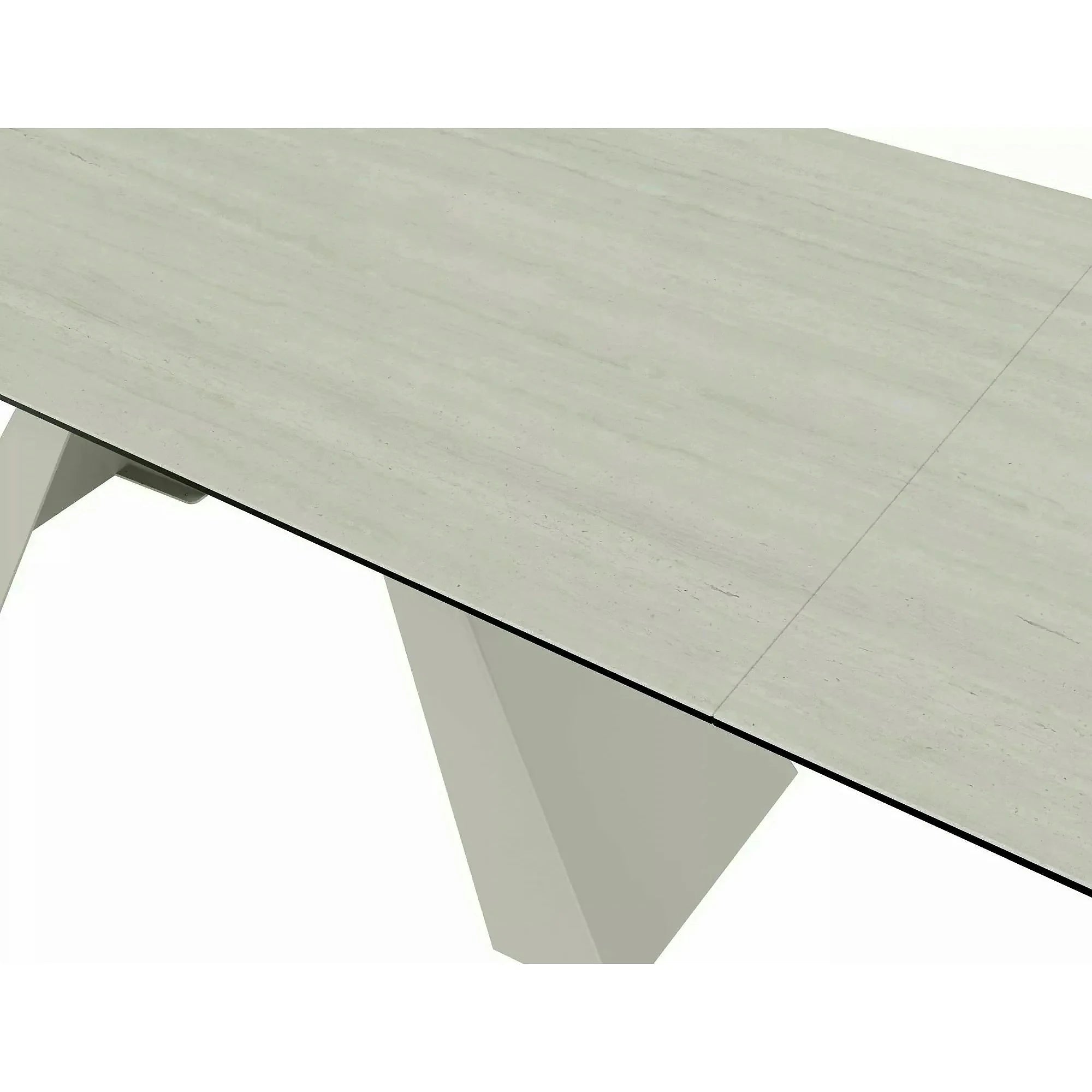 Masă extensibilă SALVADORE, bej mat/cașmir, sticlă securizată/ceramică/metal, 160–240x90x77 cm