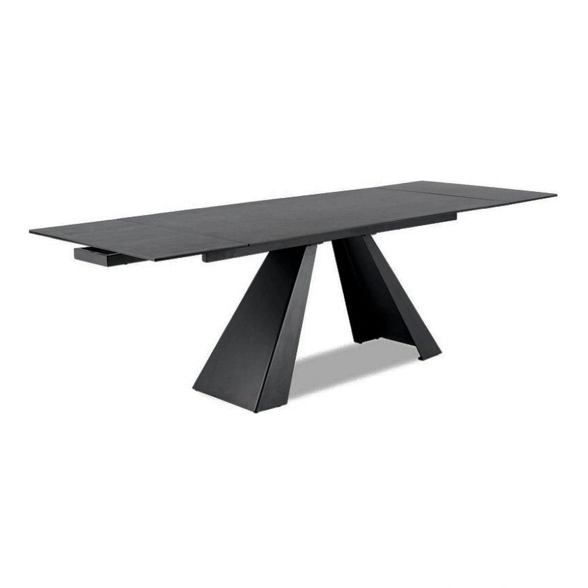 Masa extensibila SALVADORE CERAMIC, gri/negru mat, sticla securizata/ceramica, 180-260x90x76 cm