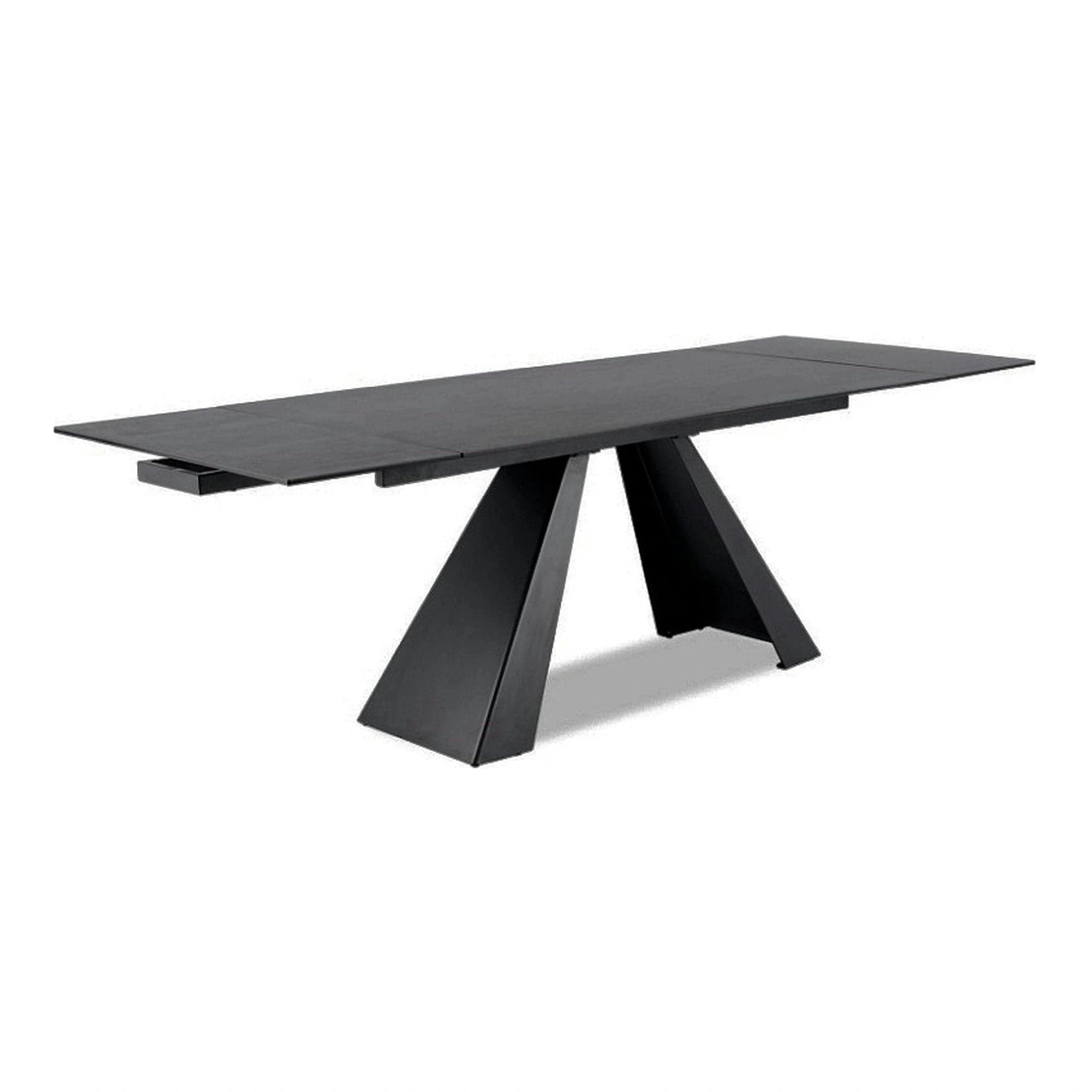 Masa extensibila SALVADORE CERAMIC, gri/negru mat, sticla securizata/ceramica, 180-260x90x76 cm