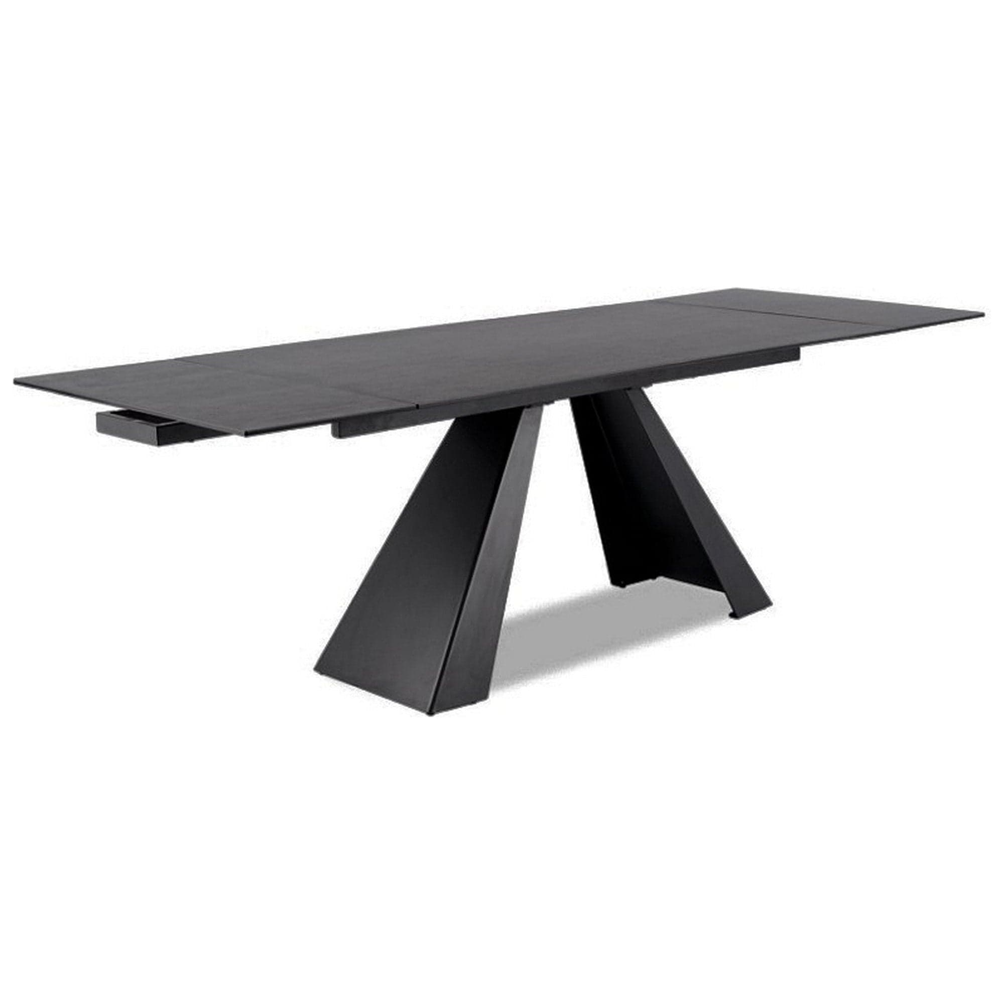 Masa extensibila SALVADORE CERAMIC, gri/negru mat, sticla securizata/ceramica, 180-260x90x76 cm