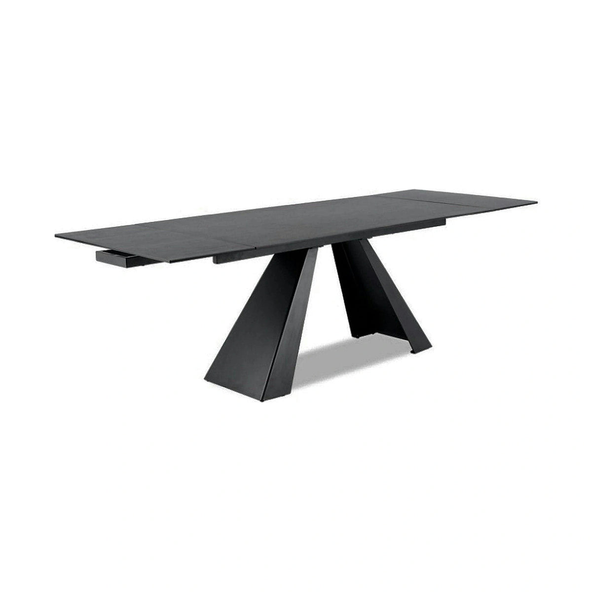 Masa extensibila SALVADORE CERAMIC, gri/negru mat, sticla securizata/ceramica, 180-260x90x76 cm