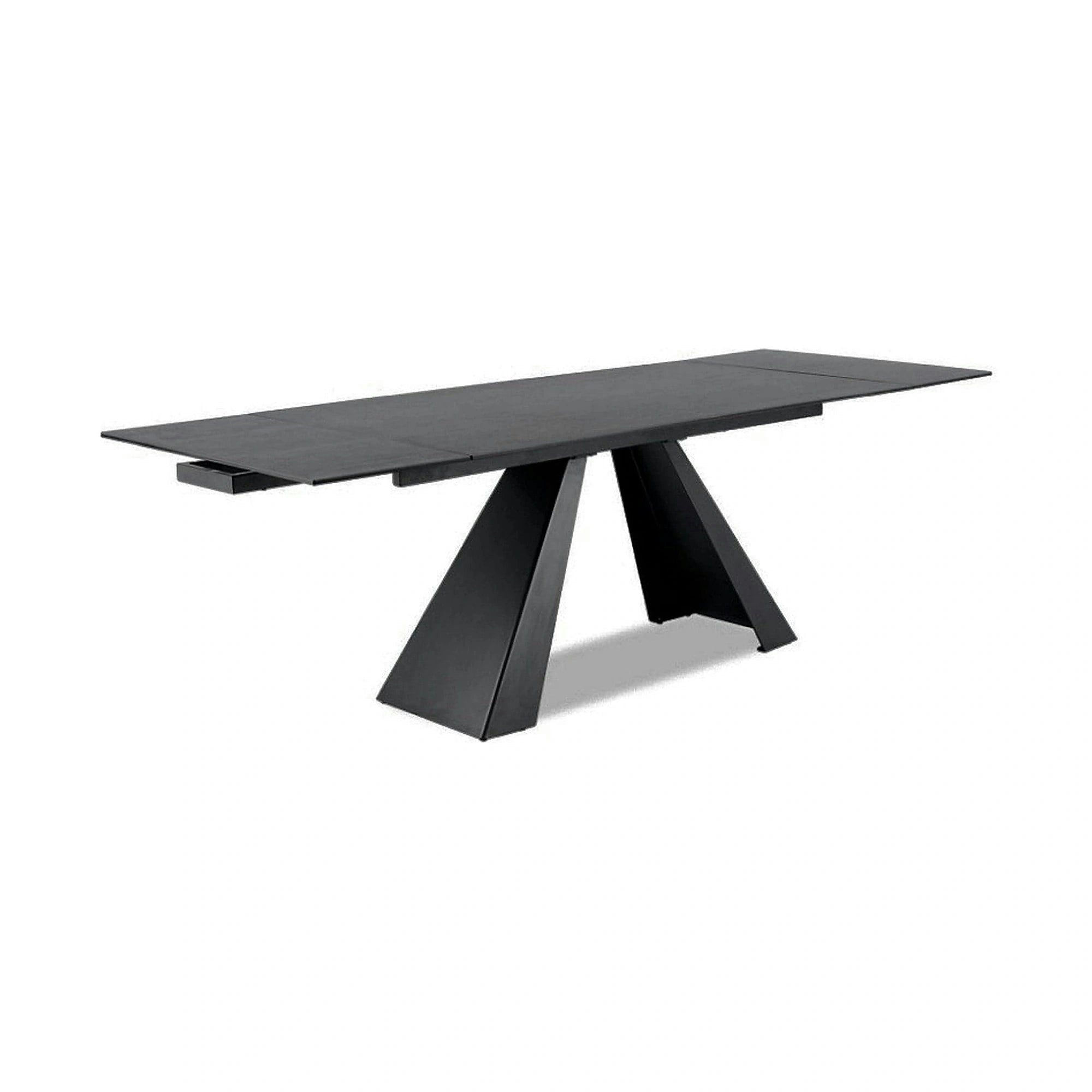 Masa extensibila SALVADORE CERAMIC, gri/negru mat, sticla securizata/ceramica, 180-260x90x76 cm