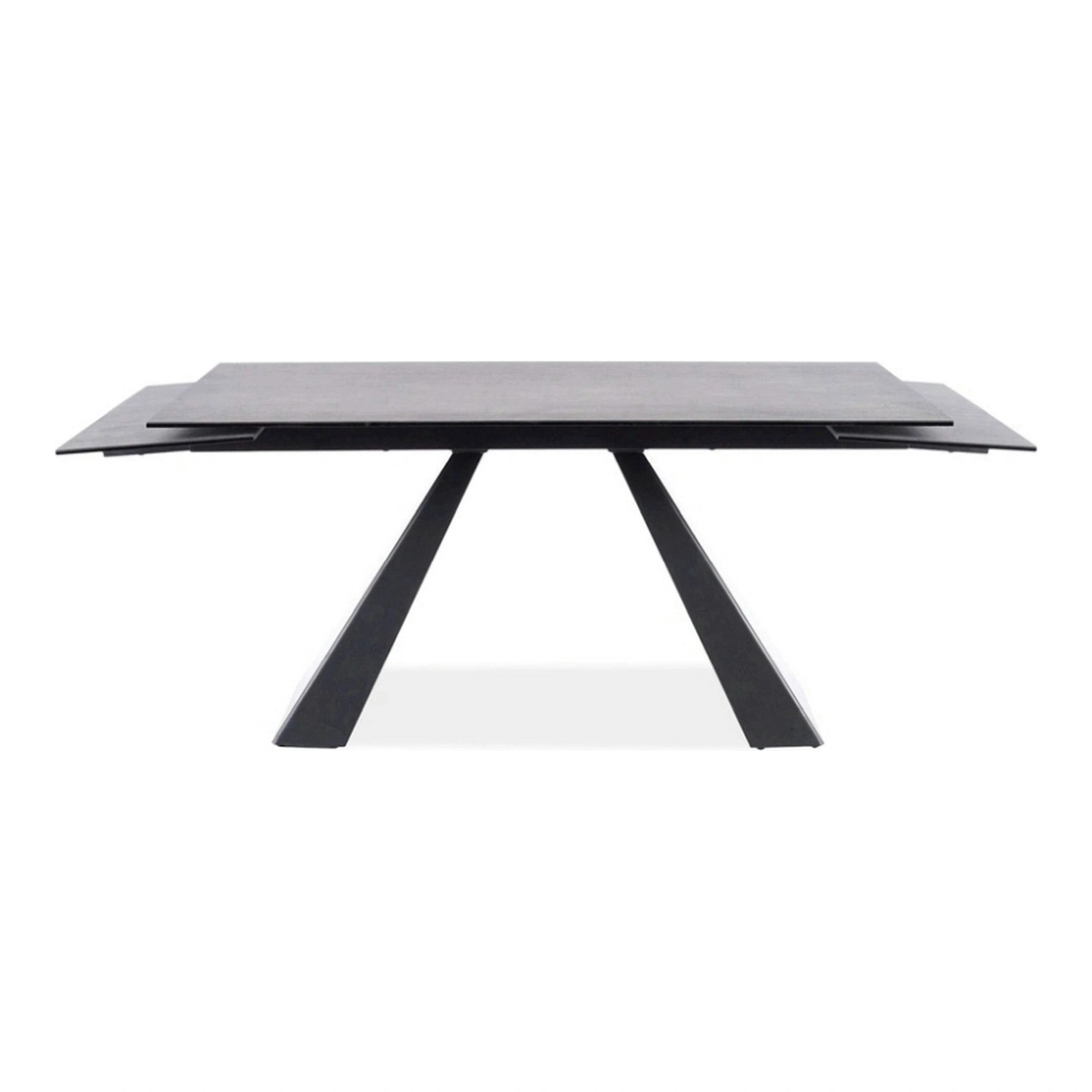 Masa extensibila SALVADORE CERAMIC, gri/negru mat, sticla securizata/ceramica, 180-260x90x76 cm