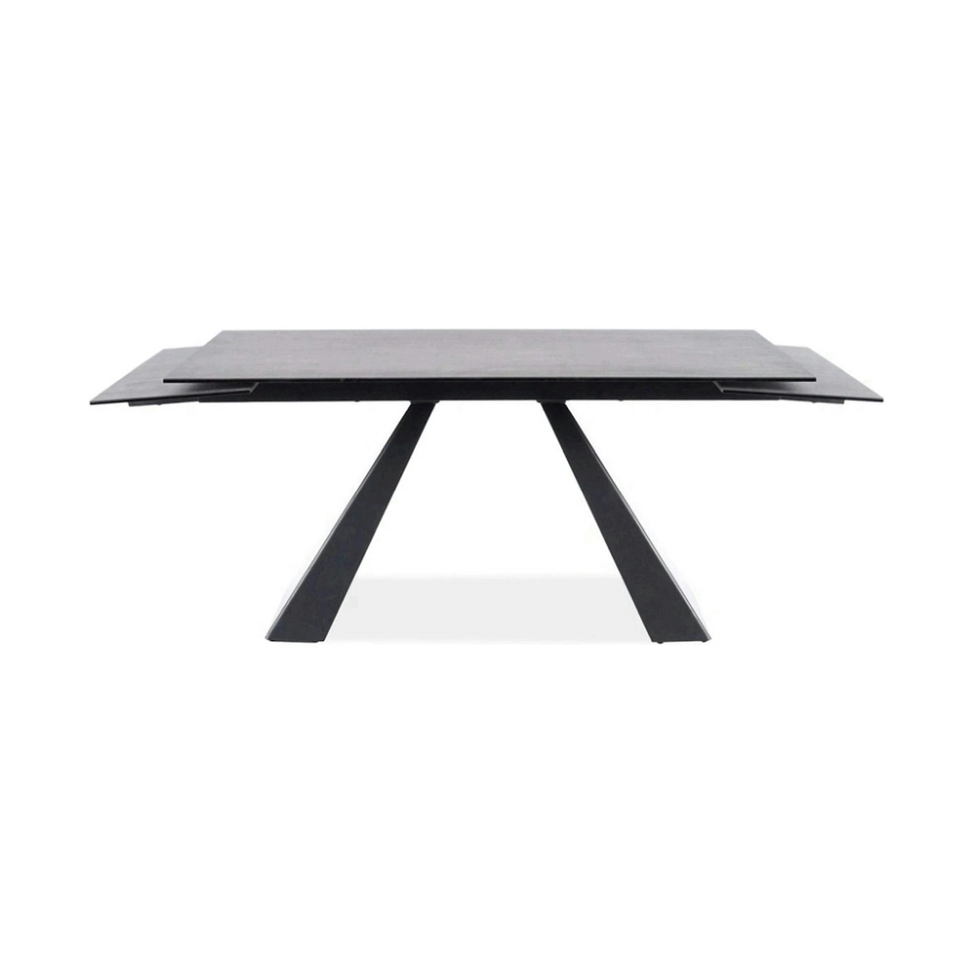 Masa extensibila SALVADORE CERAMIC, gri/negru mat, sticla securizata/ceramica, 180-260x90x76 cm