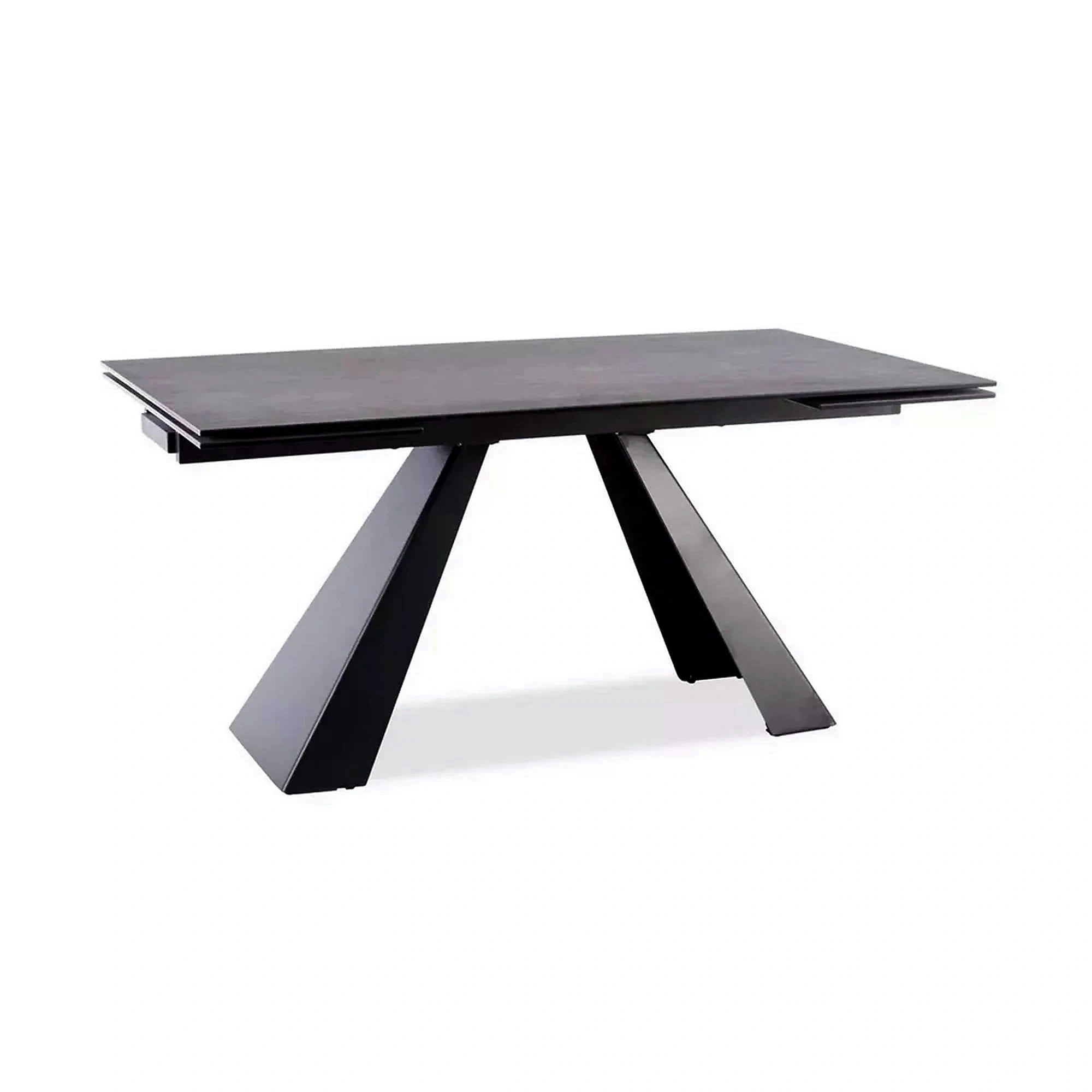 Masa extensibila SALVADORE CERAMIC, gri/negru mat, sticla securizata/ceramica, 180-260x90x76 cm