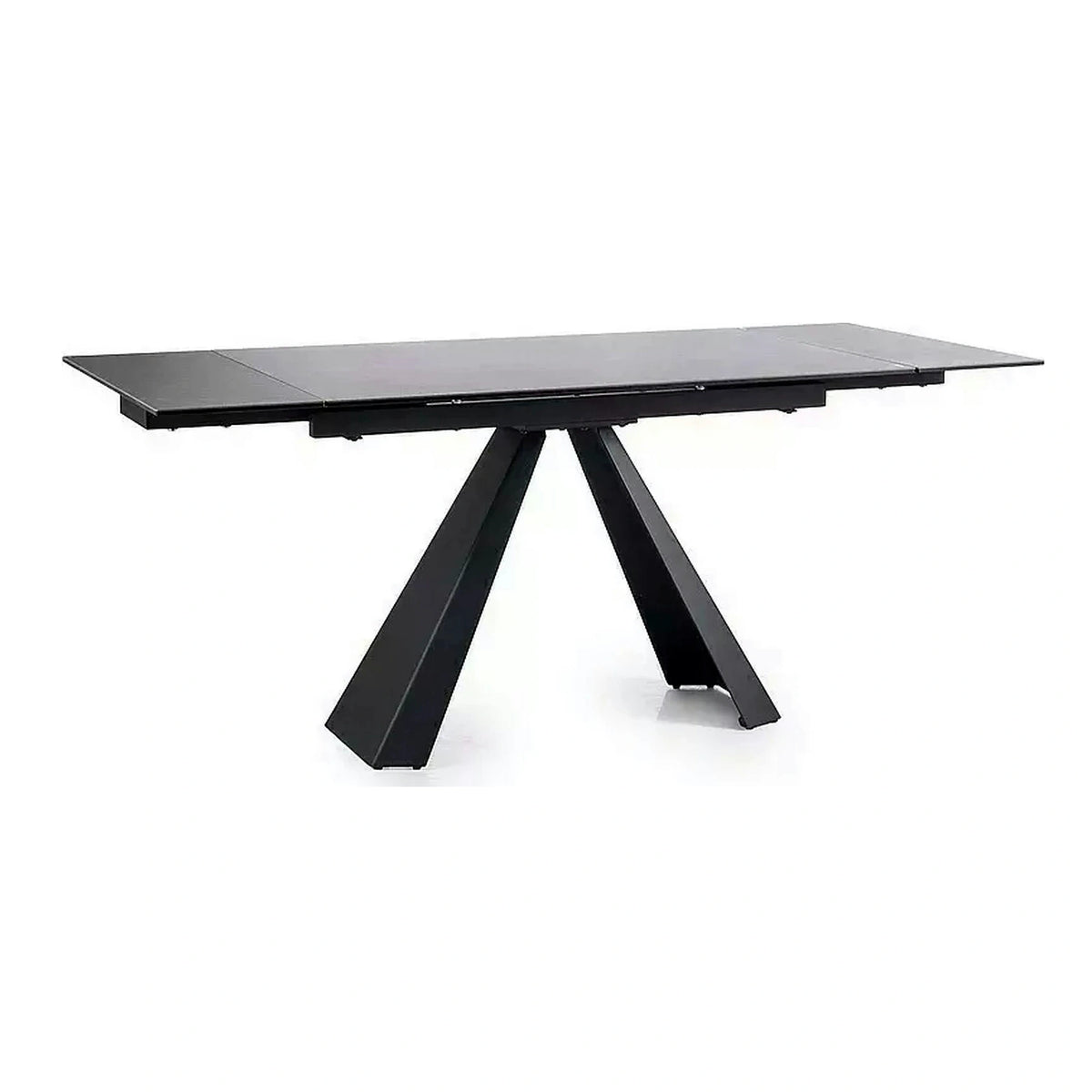 Masa extensibila SALVADORE CERAMIC II, gri/negru mat, sticla securizata/ceramica, 120/180x80x76 cm