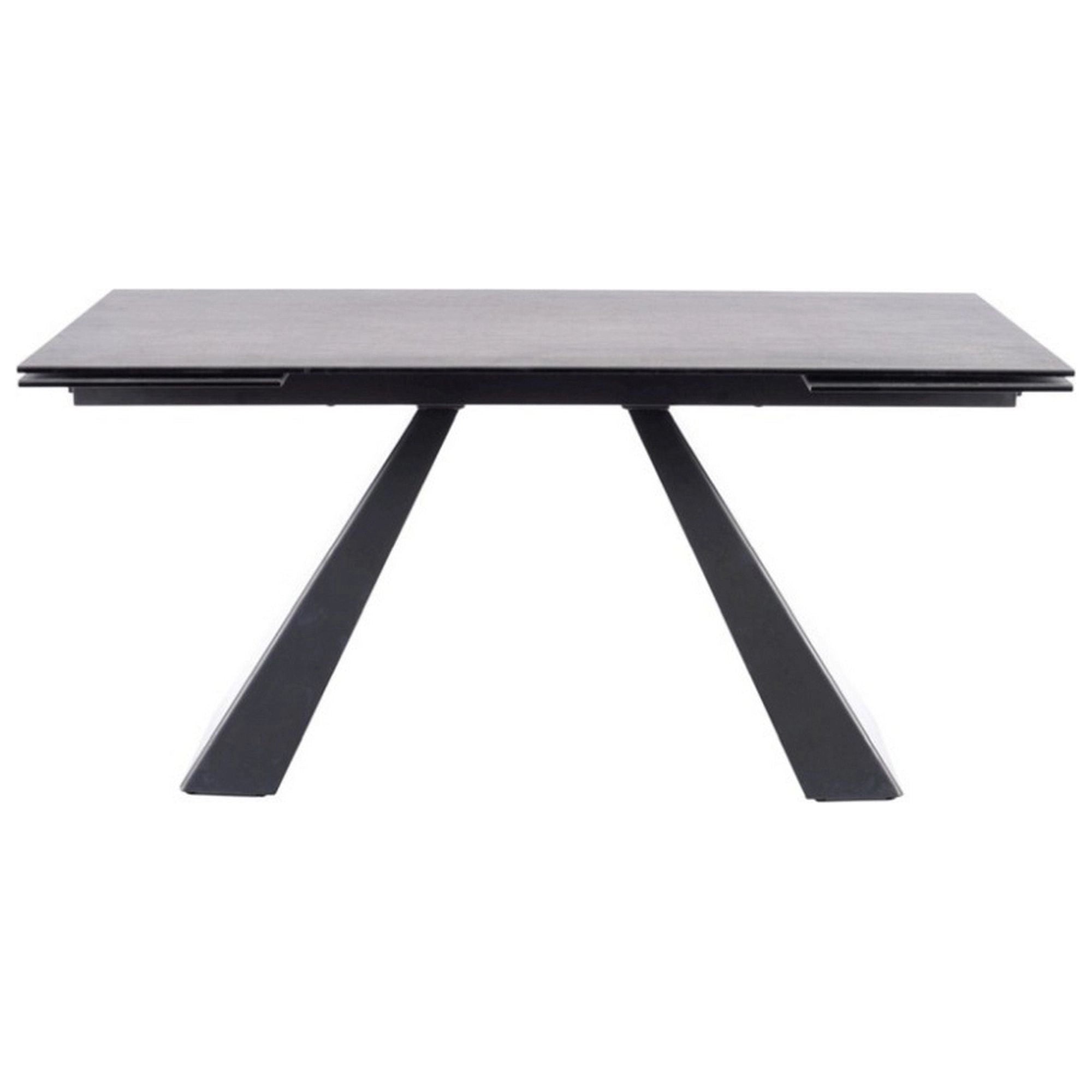 Masa extensibila SALVADORE CERAMIC II, gri/negru mat, sticla securizata/ceramica, 120/180x80x76 cm