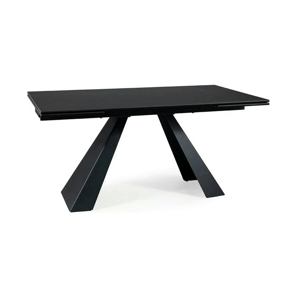 Masa extensibila SALVADORE CERAMIC, negru mat cu efect de marmura, sticla securizata/ceramica, 160/240x90x76 cm