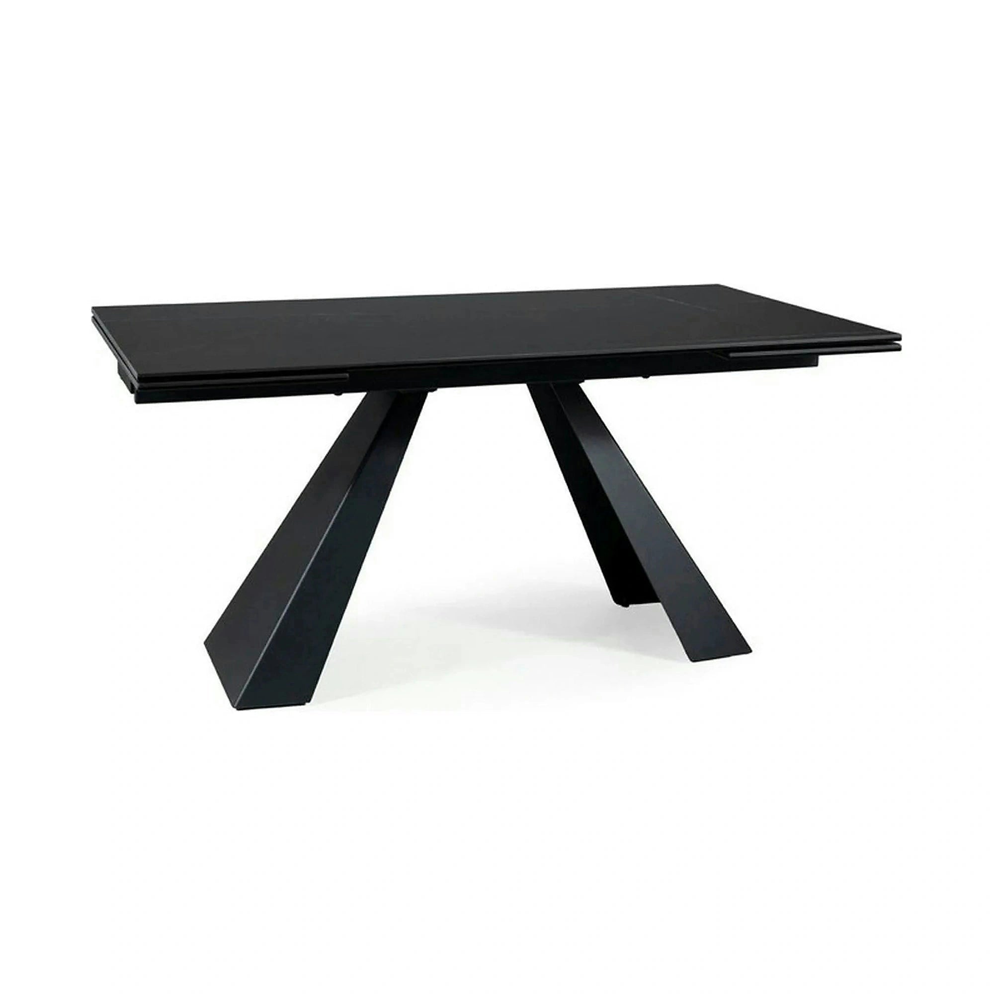 Masa extensibila SALVADORE CERAMIC, negru mat cu efect de marmura, sticla securizata/ceramica, 160/240x90x76 cm