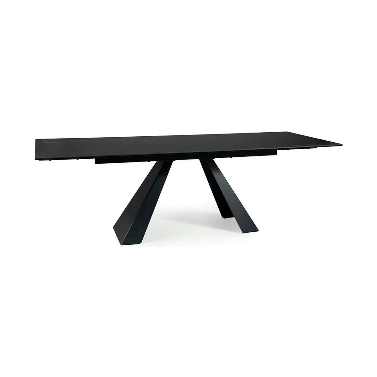 Masa extensibila SALVADORE CERAMIC, negru mat cu efect de marmura, sticla securizata/ceramica, 160/240x90x76 cm