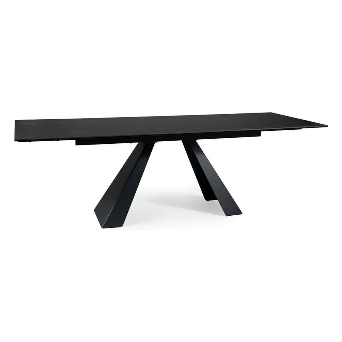 Masa extensibila SALVADORE CERAMIC, negru mat cu efect de marmura, sticla securizata/ceramica, 160/240x90x76 cm