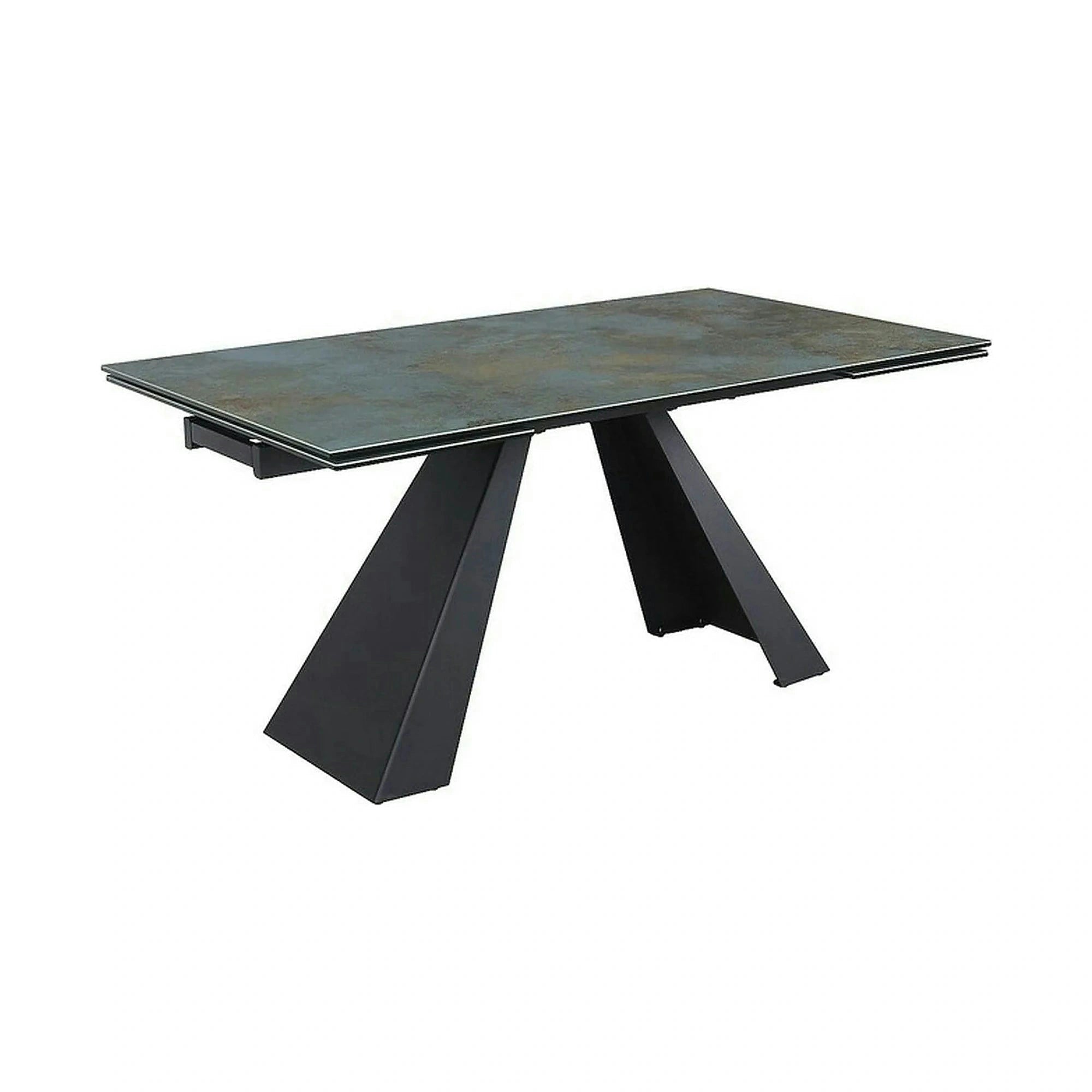 Masa extensibila SALVADORE CERAMIC, turcoaz/negru mat, sticla securizata/ceramica, 160-240x90x76 cm
