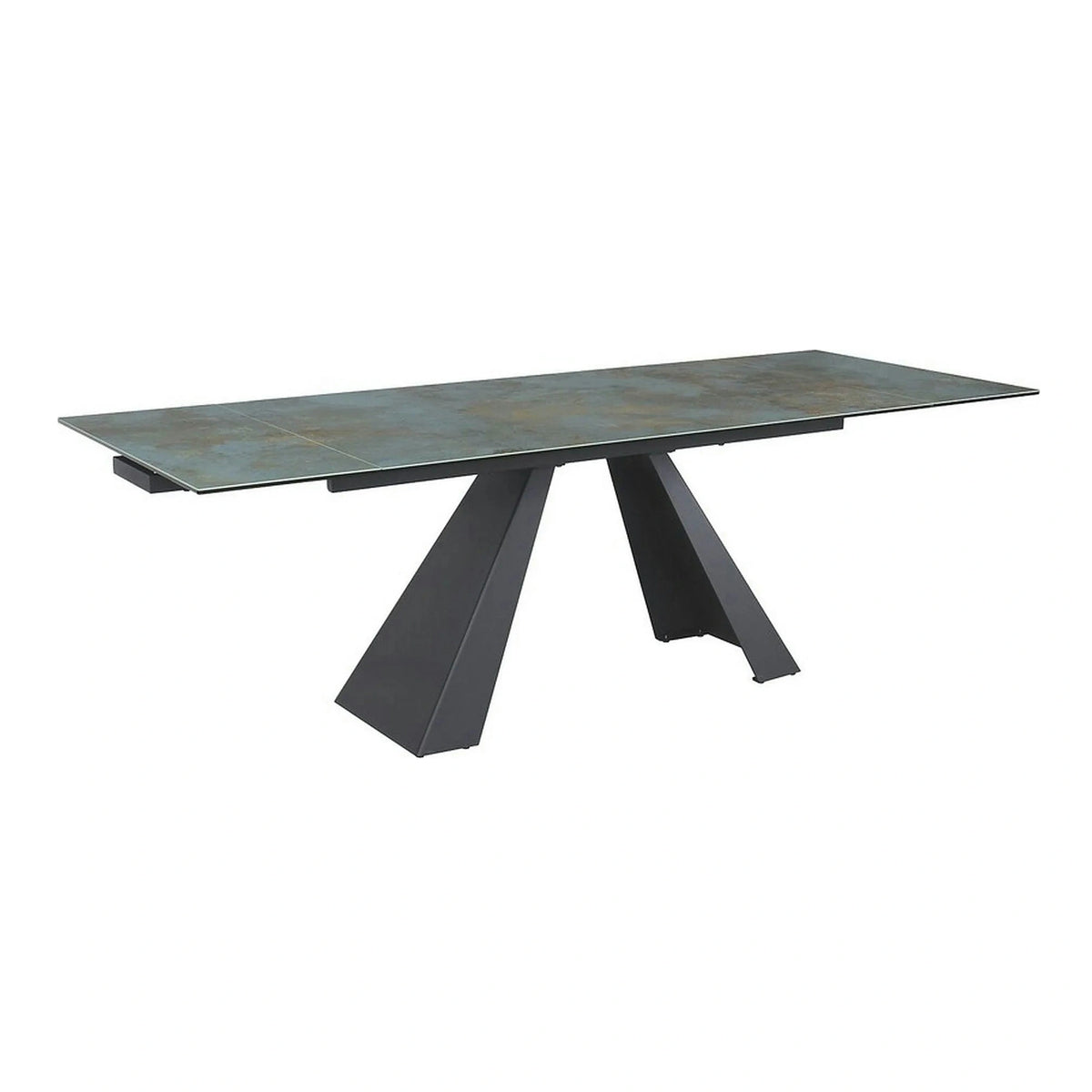 Masa extensibila SALVADORE CERAMIC, turcoaz/negru mat, sticla securizata/ceramica, 160-240x90x76 cm
