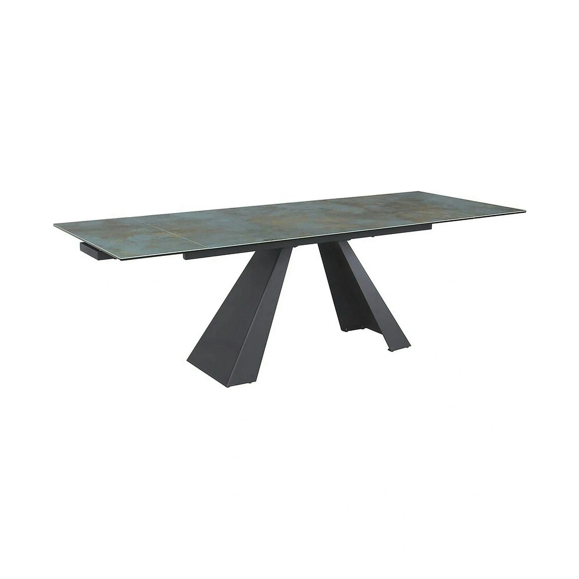 Masa extensibila SALVADORE CERAMIC, turcoaz/negru mat, sticla securizata/ceramica, 160-240x90x76 cm